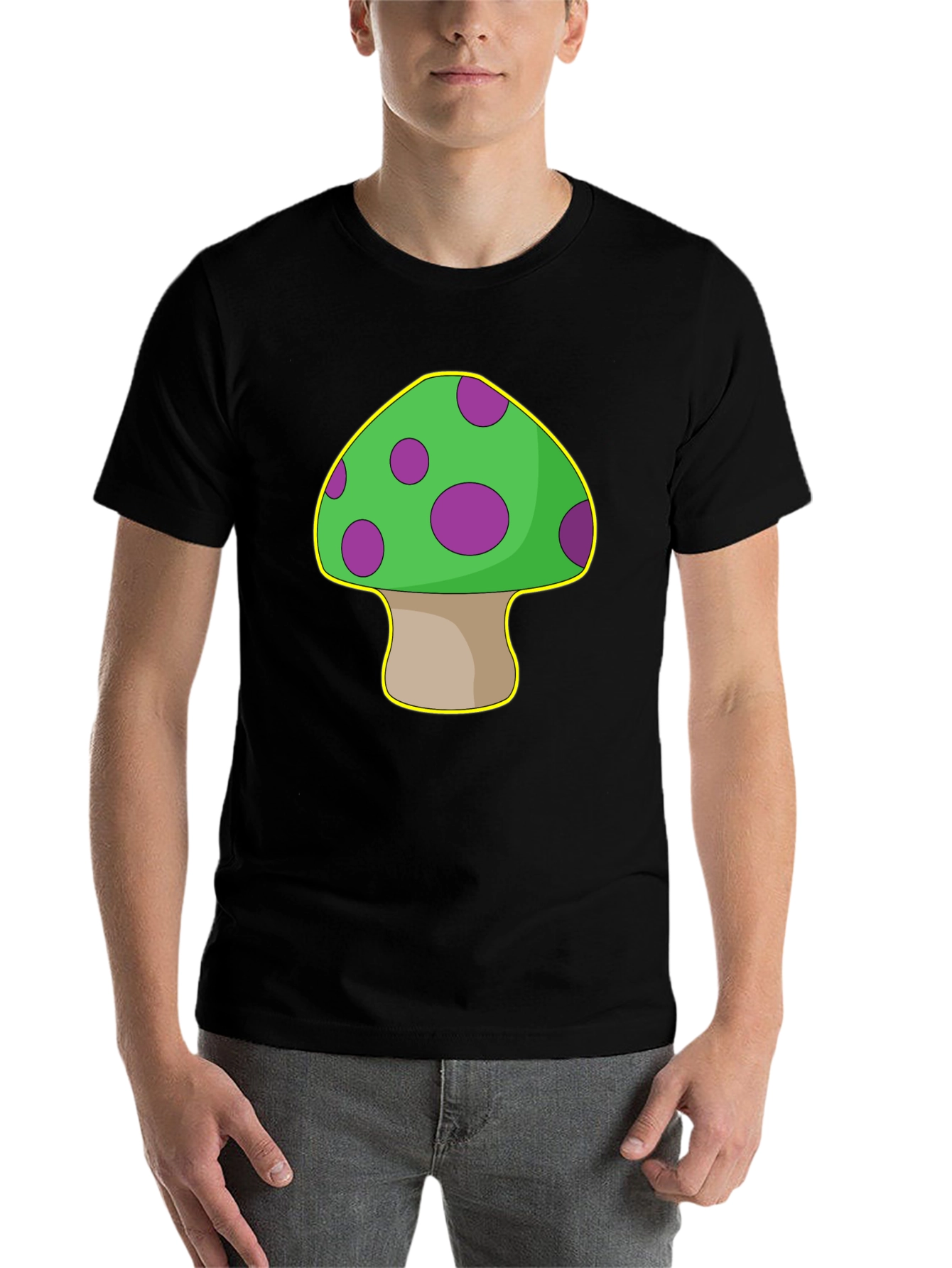 Black Mushroom Graphic T-Shirt - Quirky & Fun Design view 7