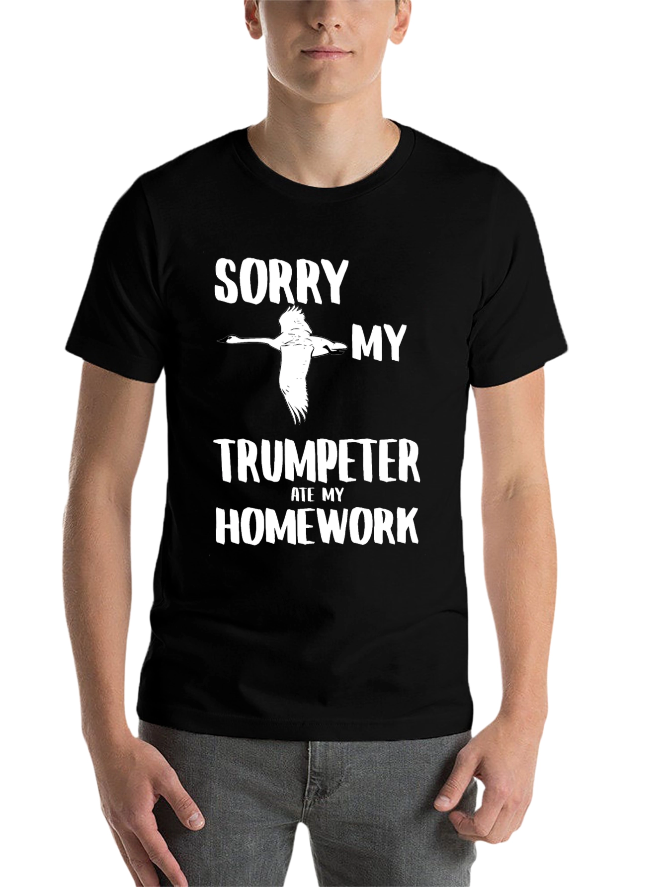 Black Sorry My Trumpeter Ate My Homework T-Shirt view 7