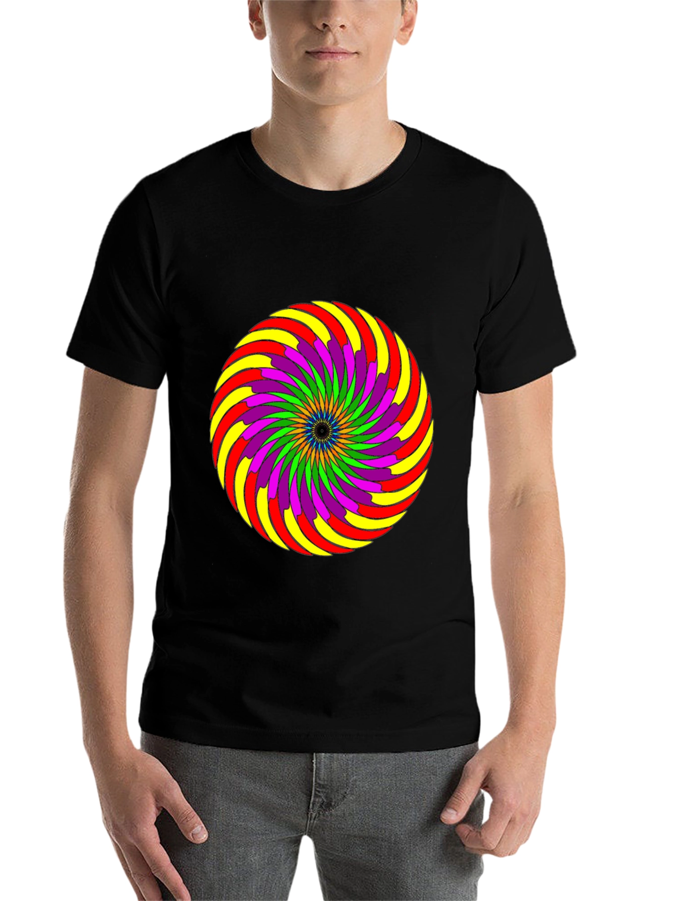 Black Psychedelic Swirl Graphic Tee - Black view 7