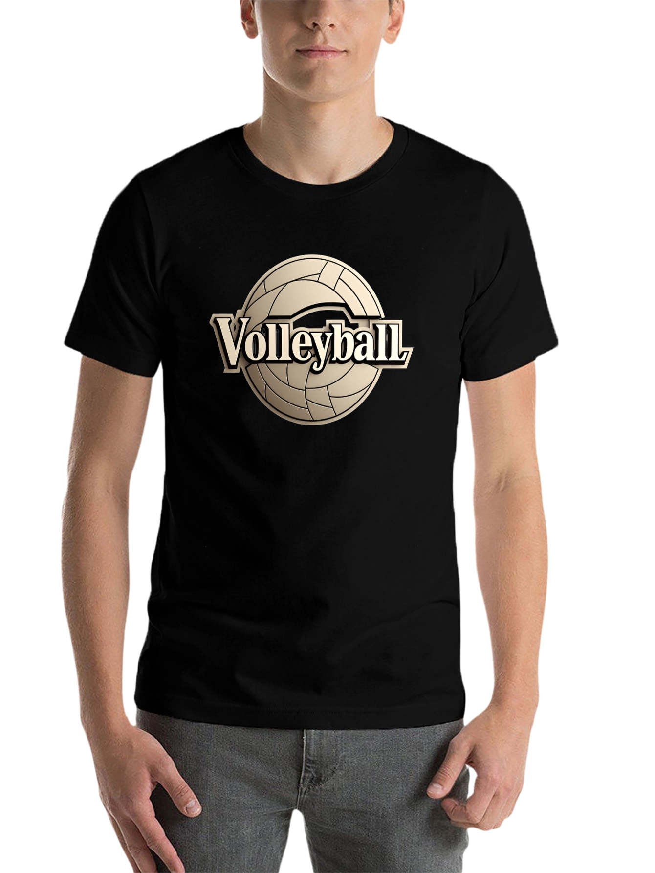 Black Volleyball Graphic Tee - Black Cotton T-Shirt view 7