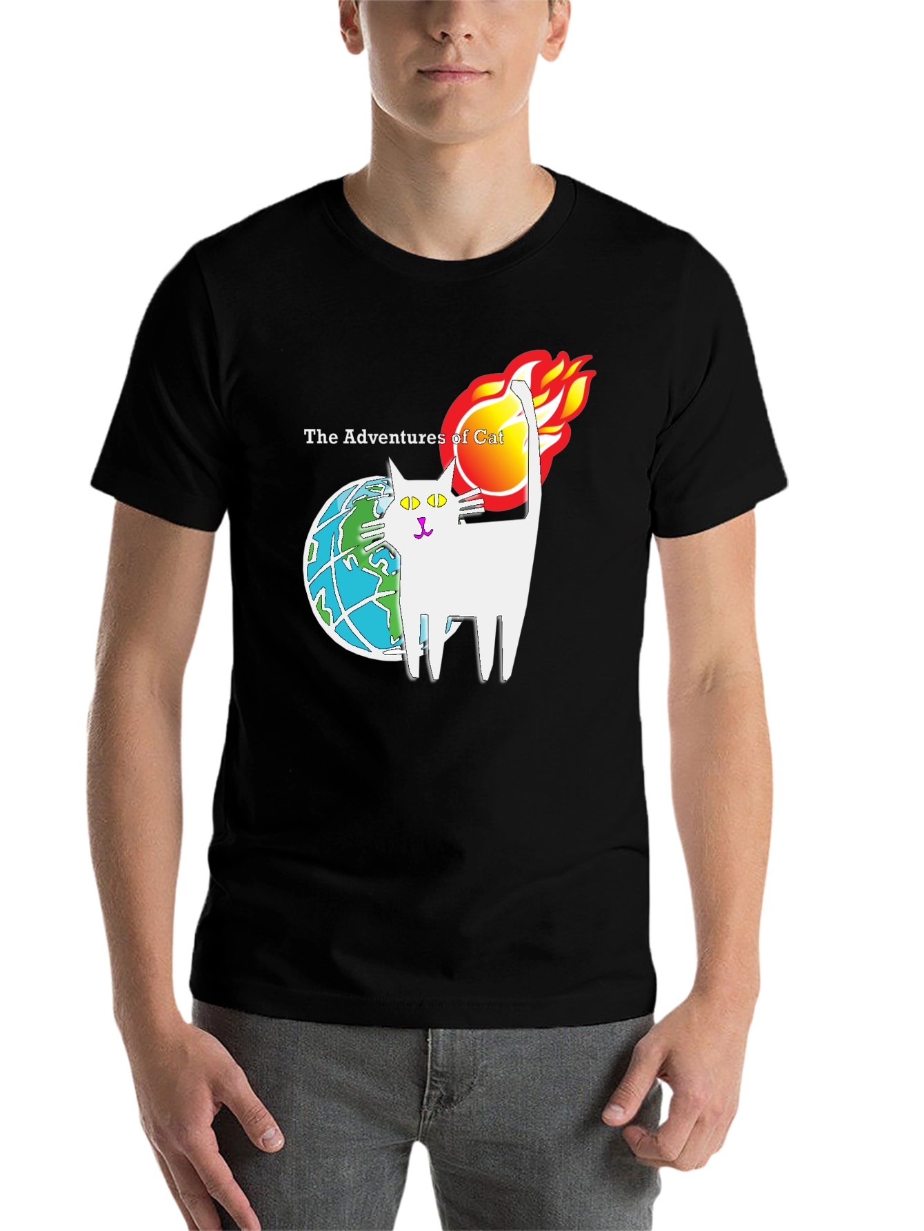 Black Adventures of Cat Graphic Tee view 7