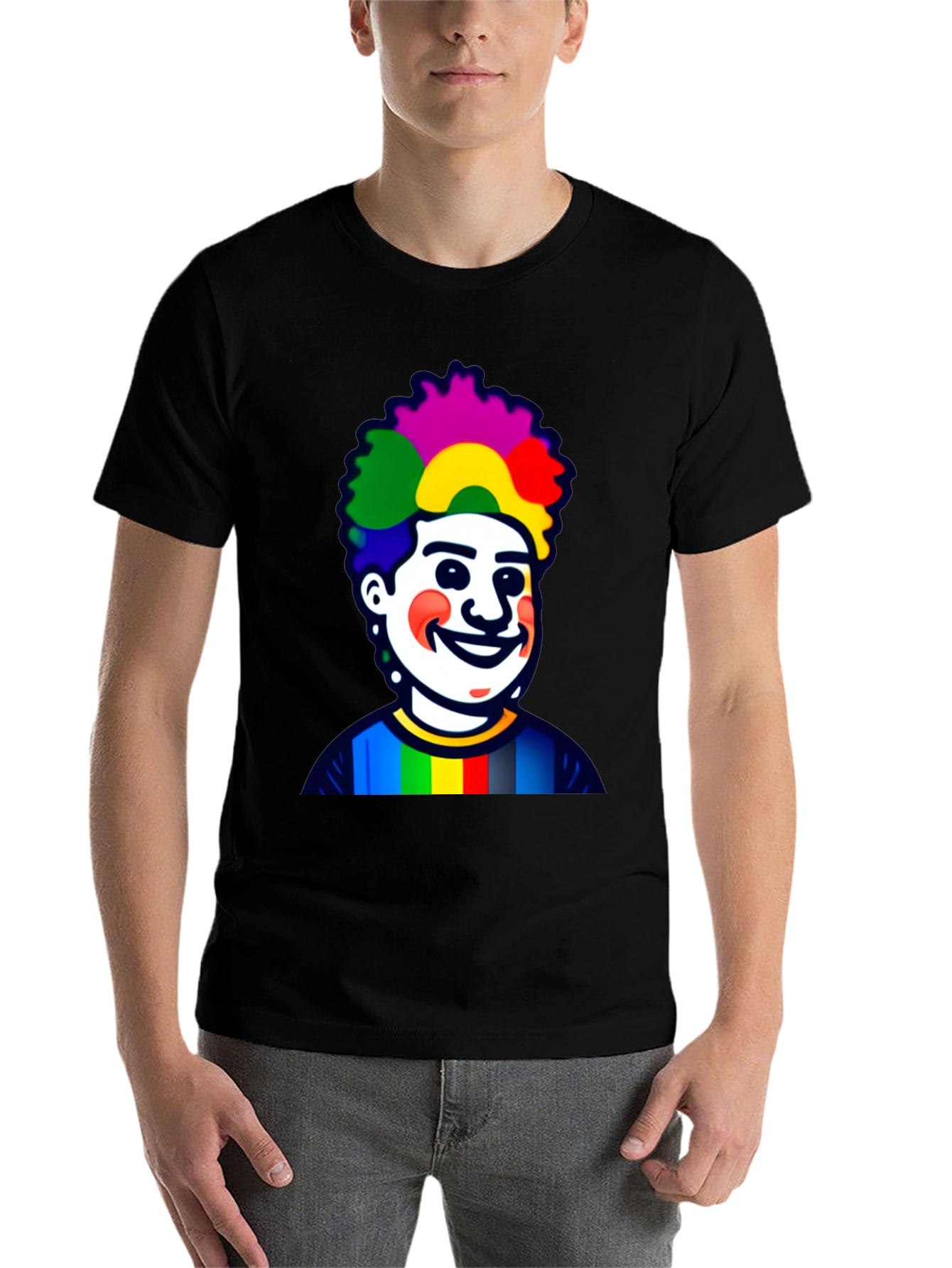 Black Colorful Clown Graphic Tee - Unisex Black Shirt view 7