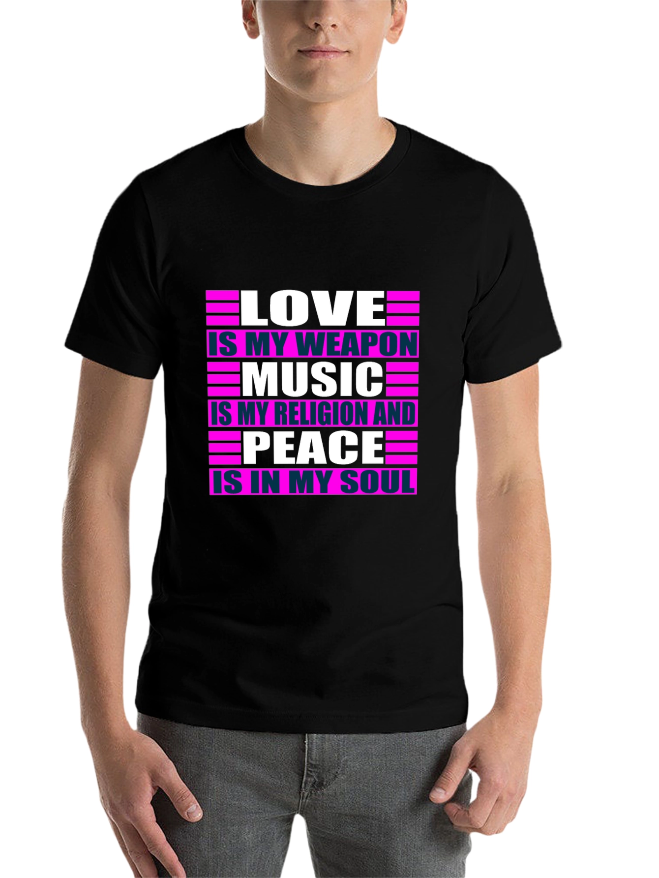 Black Love Music Peace T-Shirt - Positive Message Tee view 7