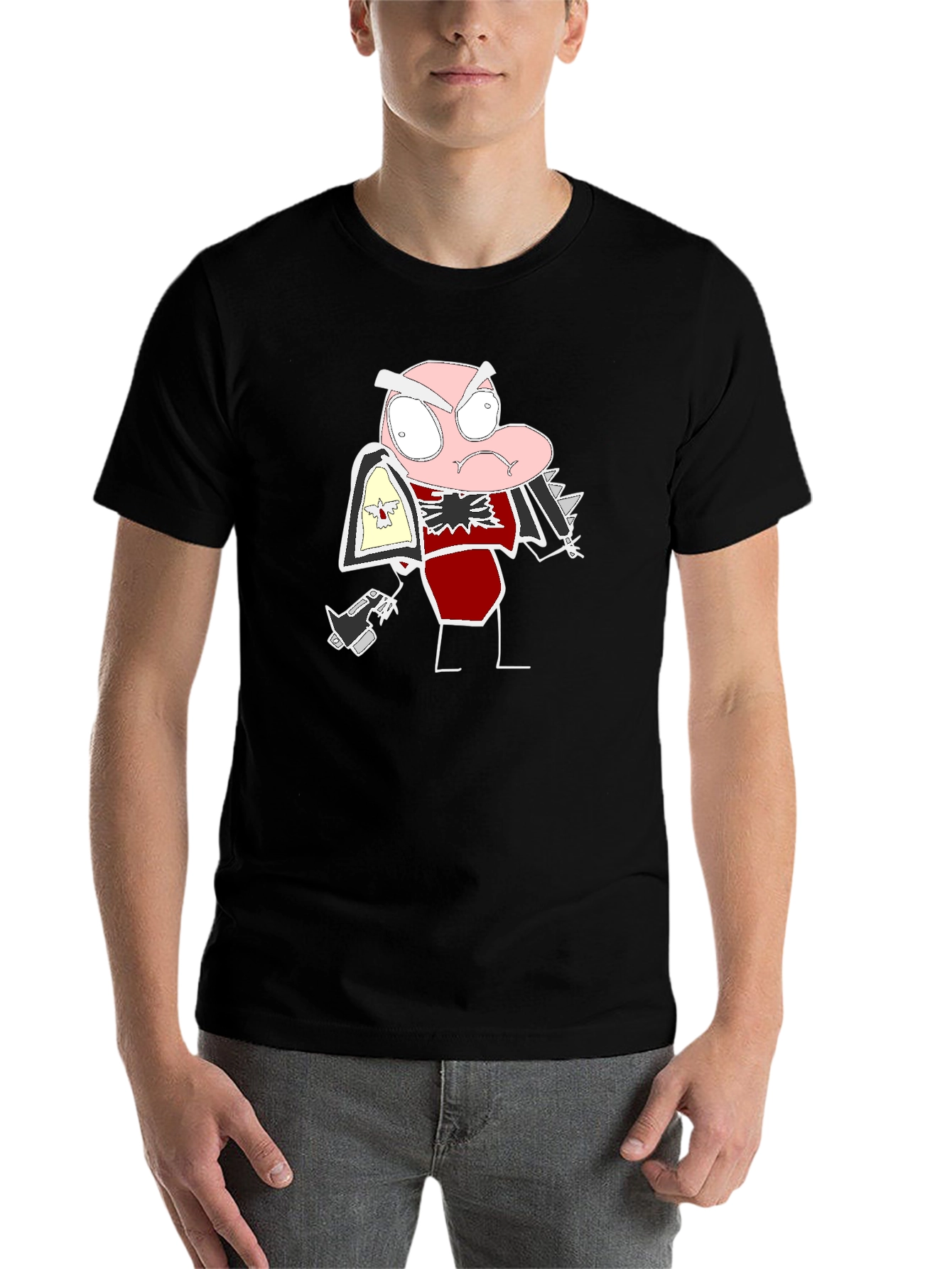 Black Cartoon Character T-Shirt view 7
