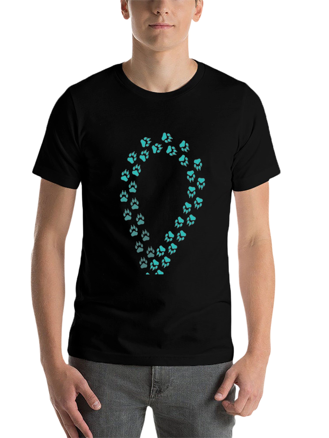 Black Paw Print Tee - Black Casual Shirt view 7