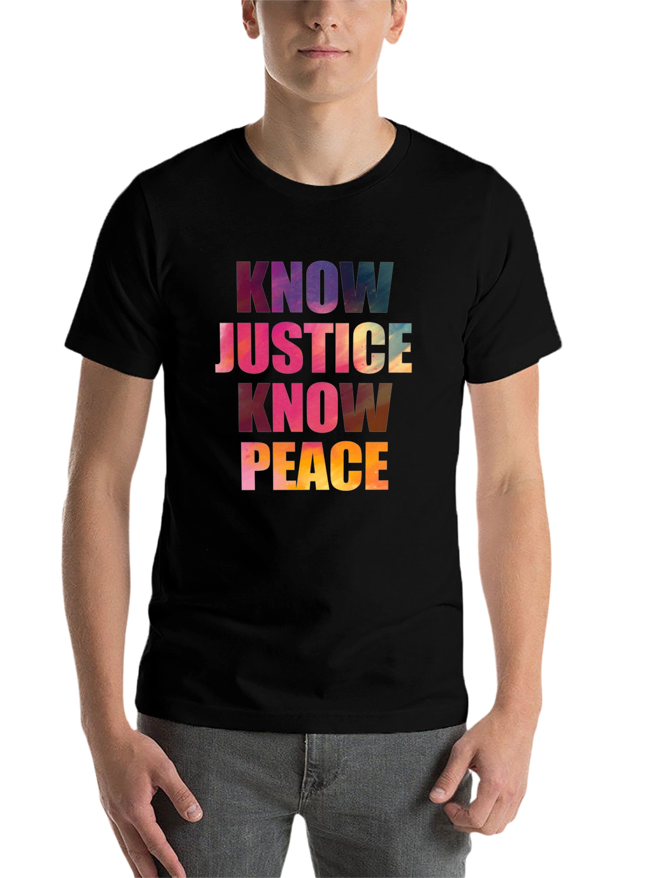 Black Know Justice Know Peace Graphic T-Shirt view 7