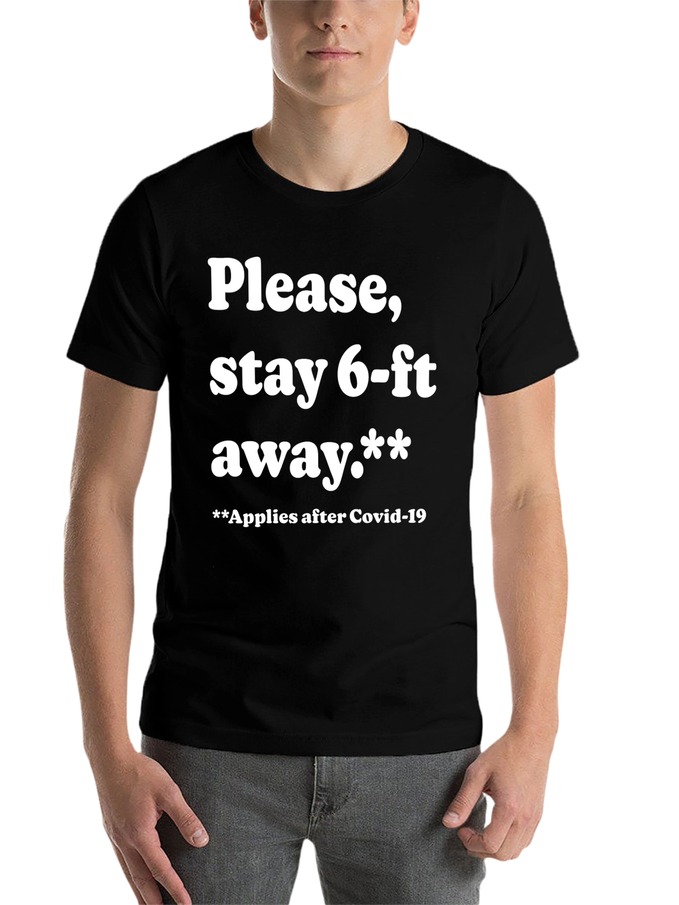 Black Funny "Stay 6-ft Away" Graphic Tee view 7