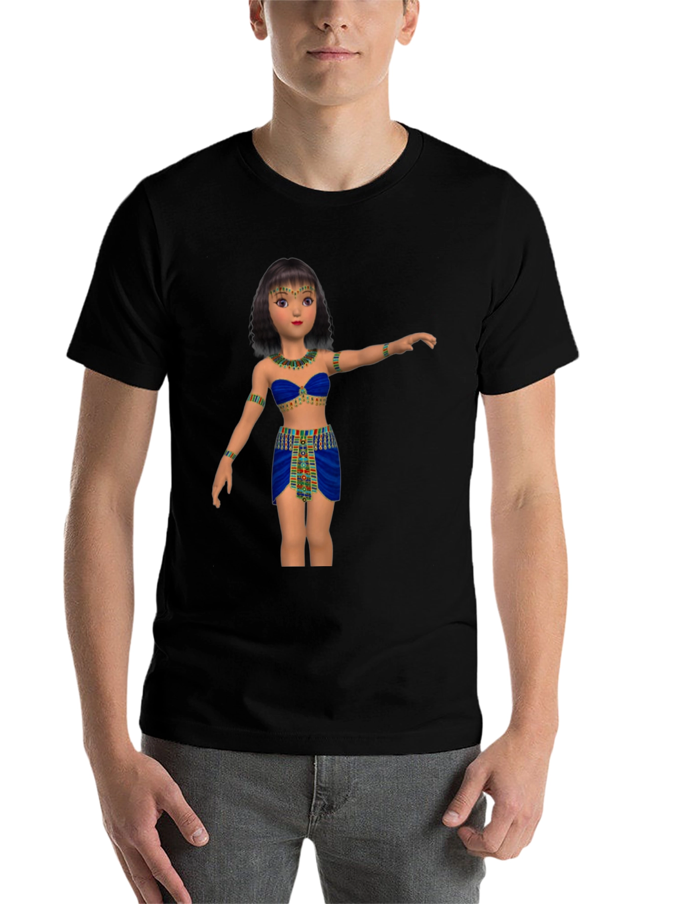 Black Egyptian Cartoon Girl Graphic Tee view 7