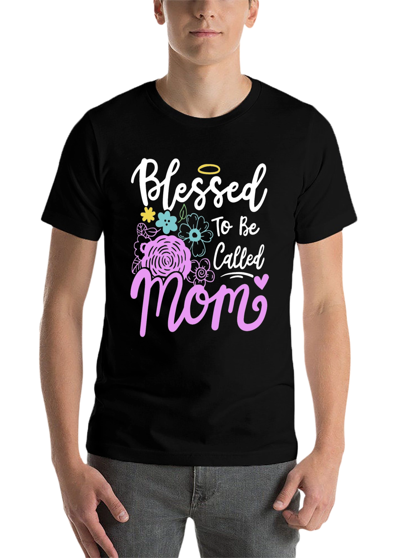 Black Blessed Mom Graphic T-Shirt view 7