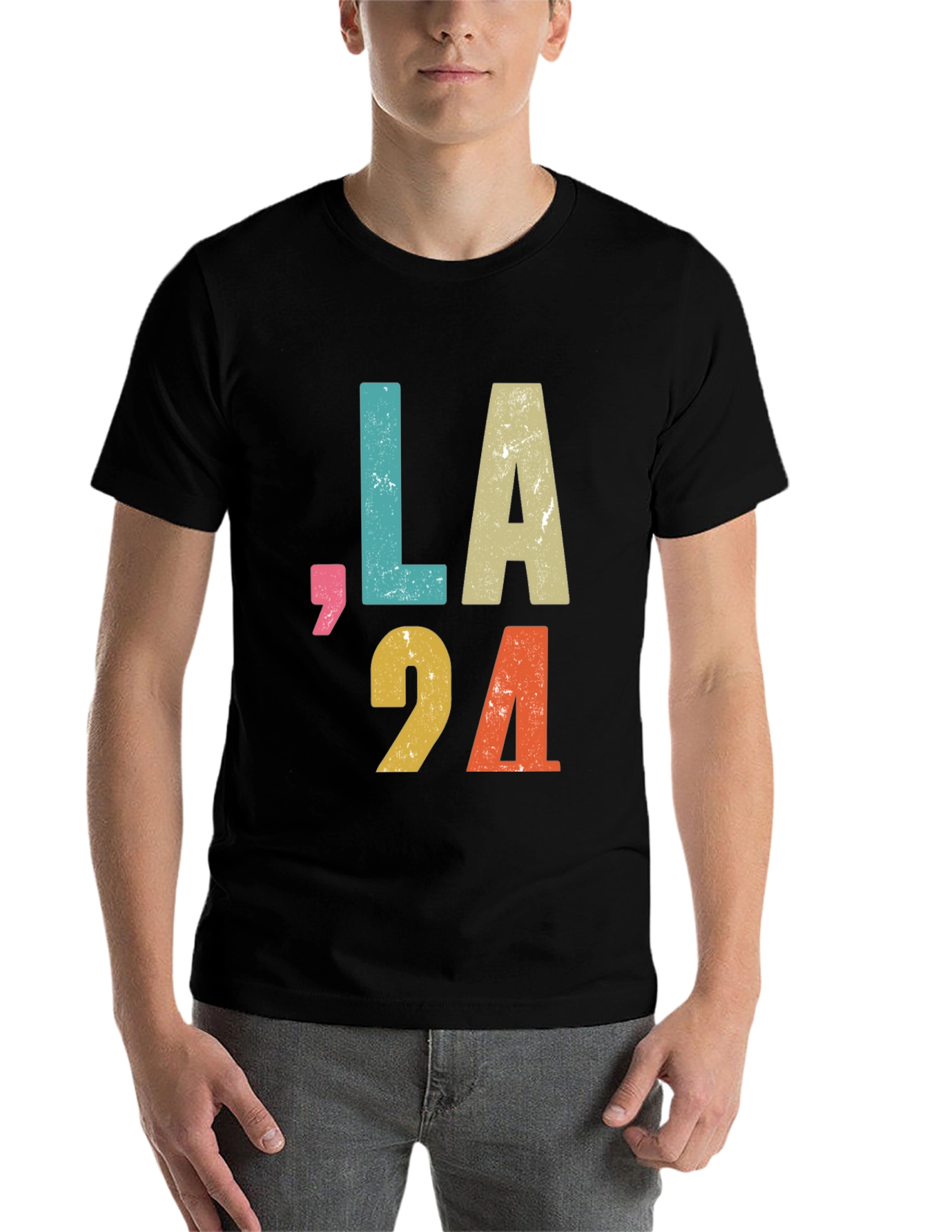 Black Vintage LA 94 Graphic Tee - Retro Style view 7