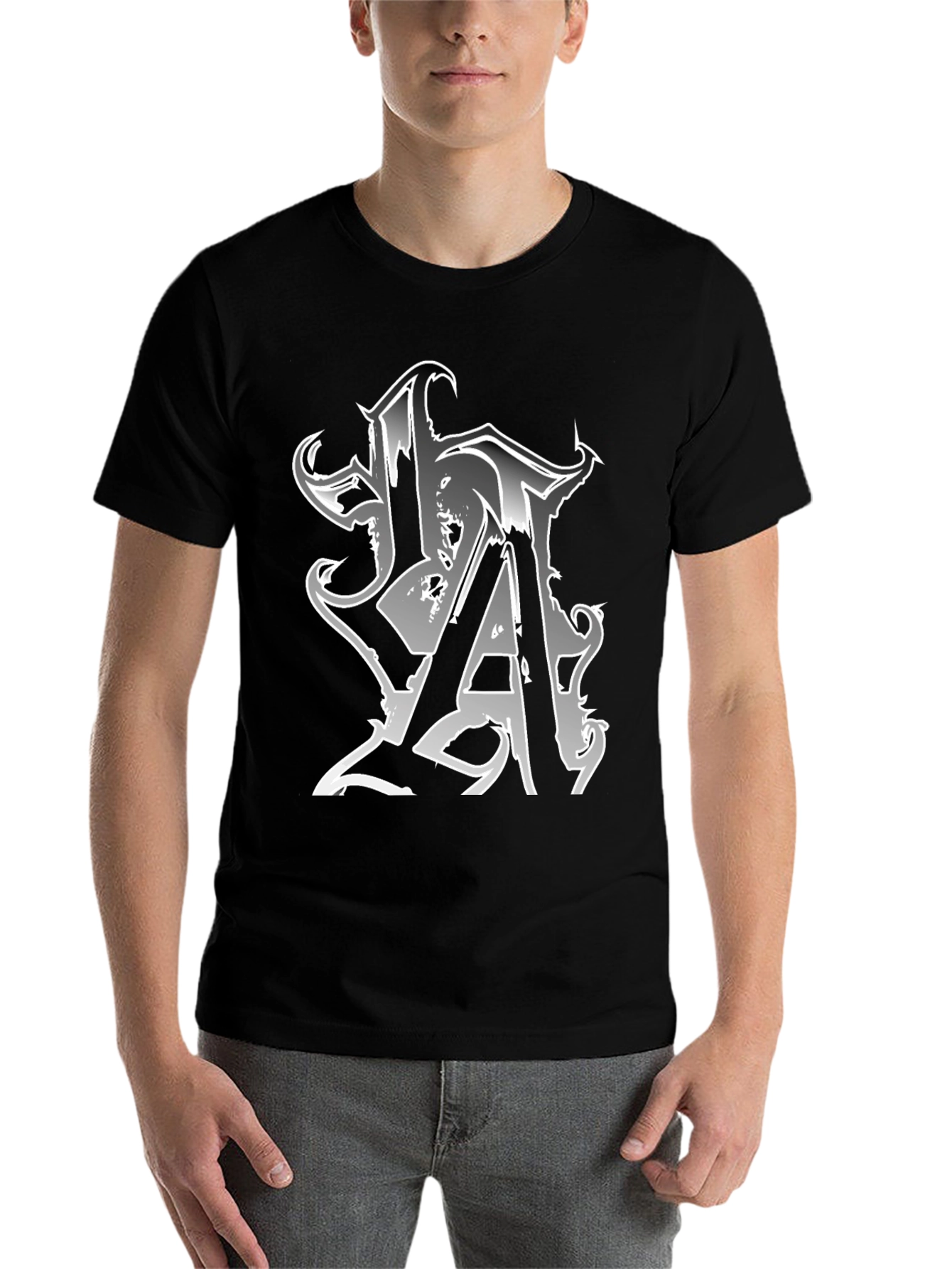 Black Edgy Graphic Print Black T-Shirt for Men view 7