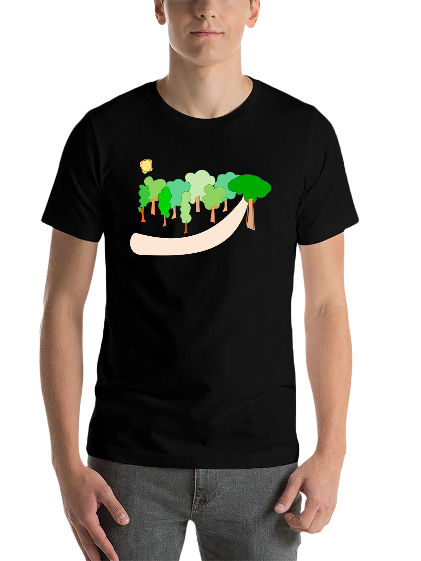 Black Cartoon Forest Graphic Tee view 7