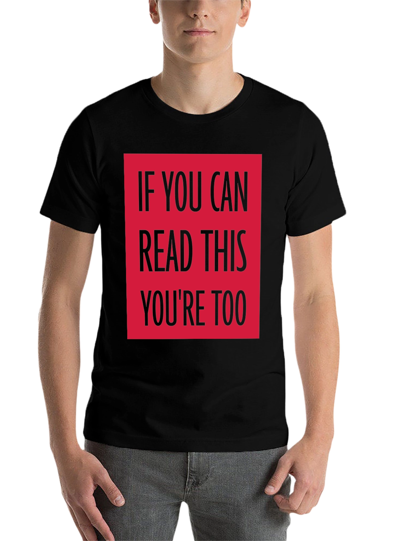 Black Funny Graphic Tee - If You Can Read This... view 7