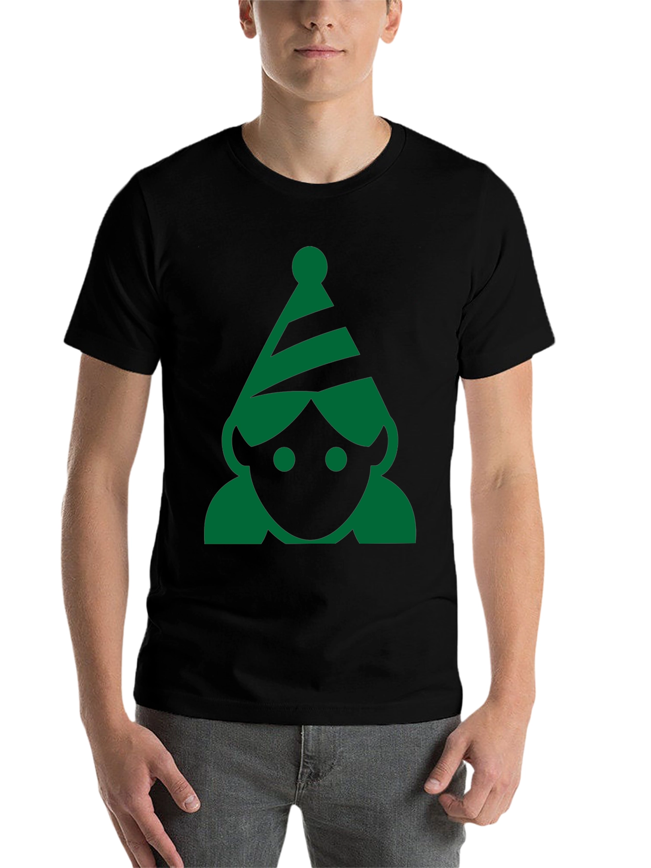 Black Green Elf Graphic Tee - Festive Holiday Shirt view 7