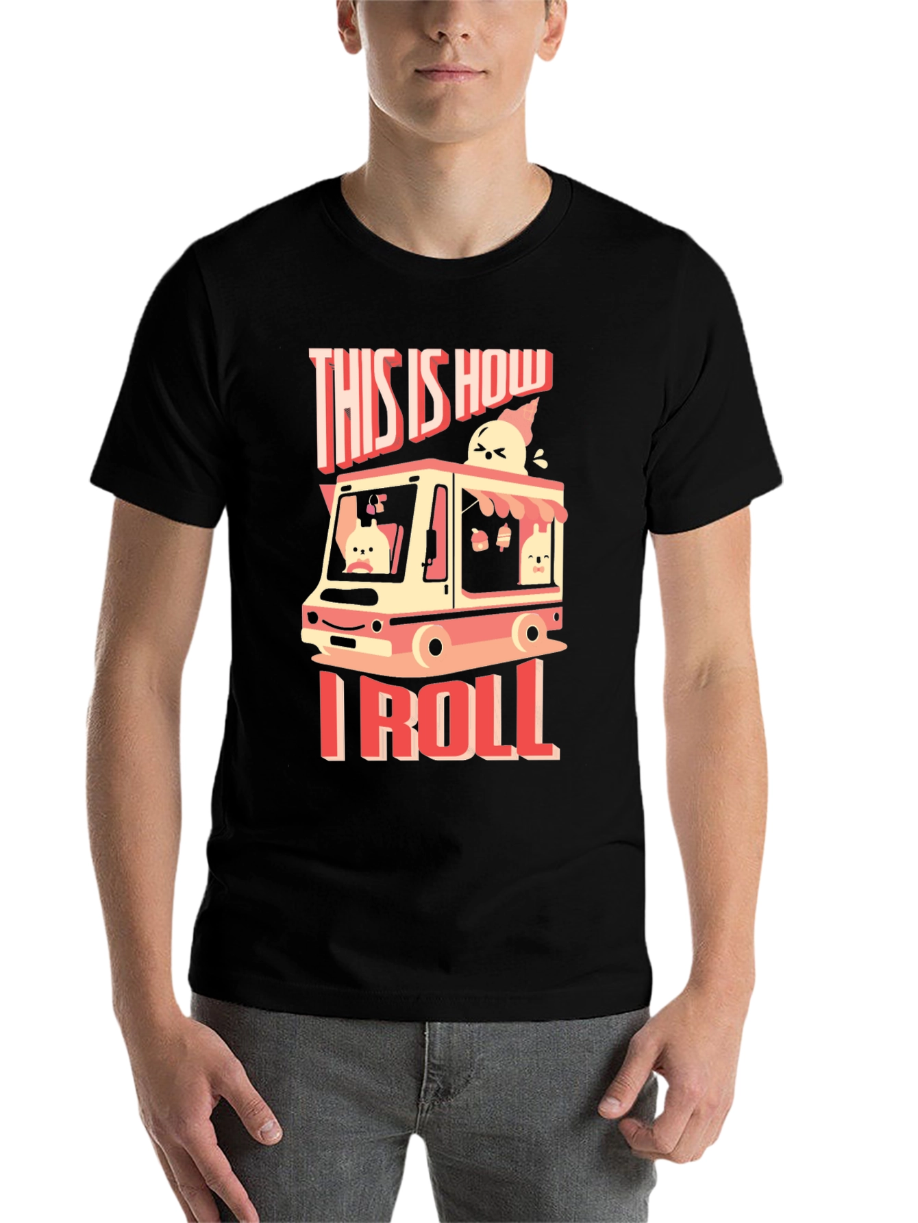 Black This is How I Roll T-Shirt - Ice Cream Truck Graphic Tee view 7