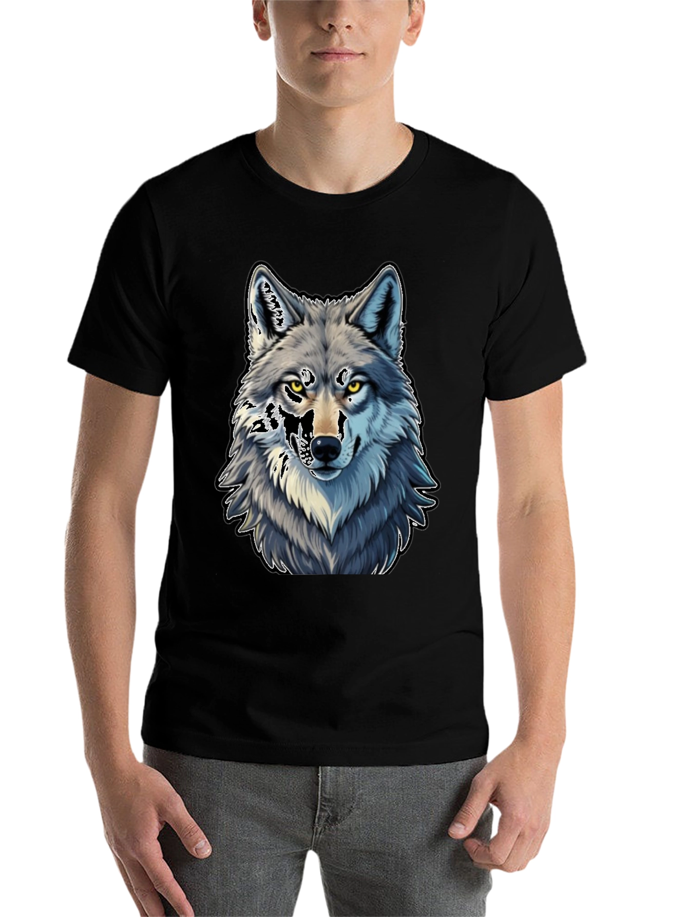 Black Wolf Graphic Tee - Black Cotton Blend view 7