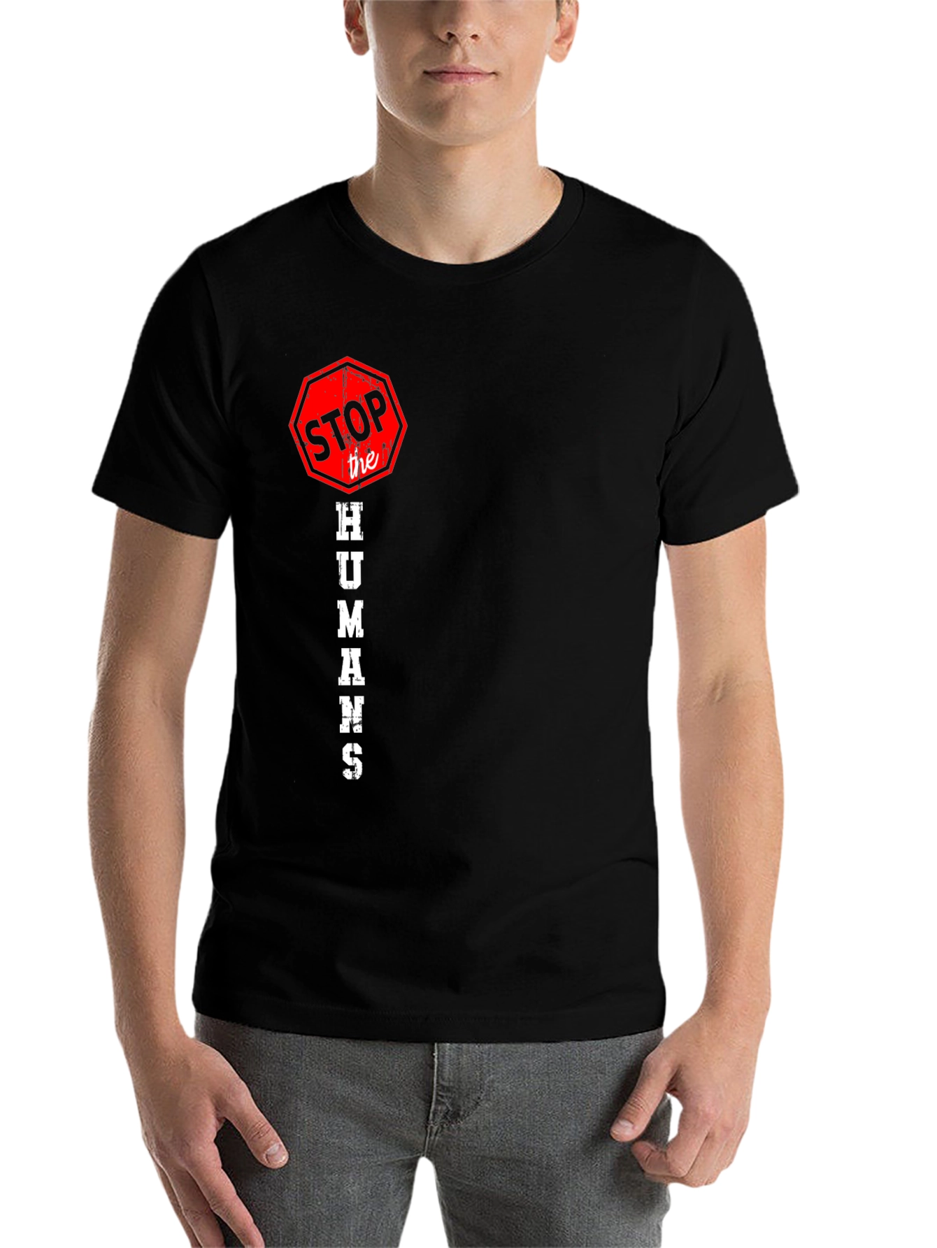 Black Stop the Humans T-Shirt view 7