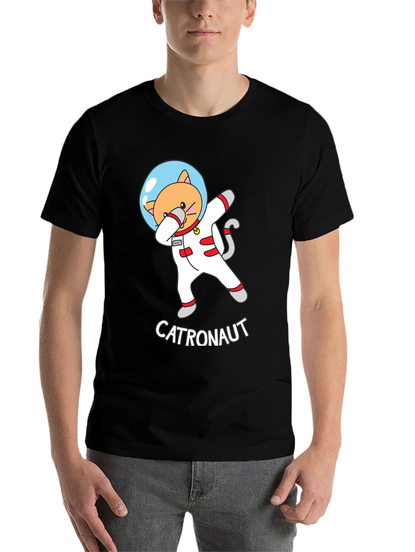 Black Catronaut T-Shirt - Dabbing Cat Astronaut Design view 7