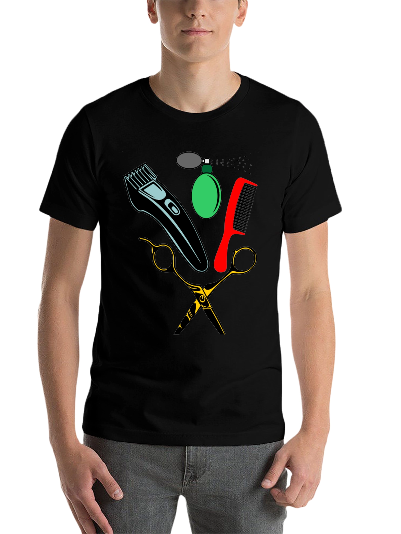 Black Barber Tools Graphic Tee - Black view 7
