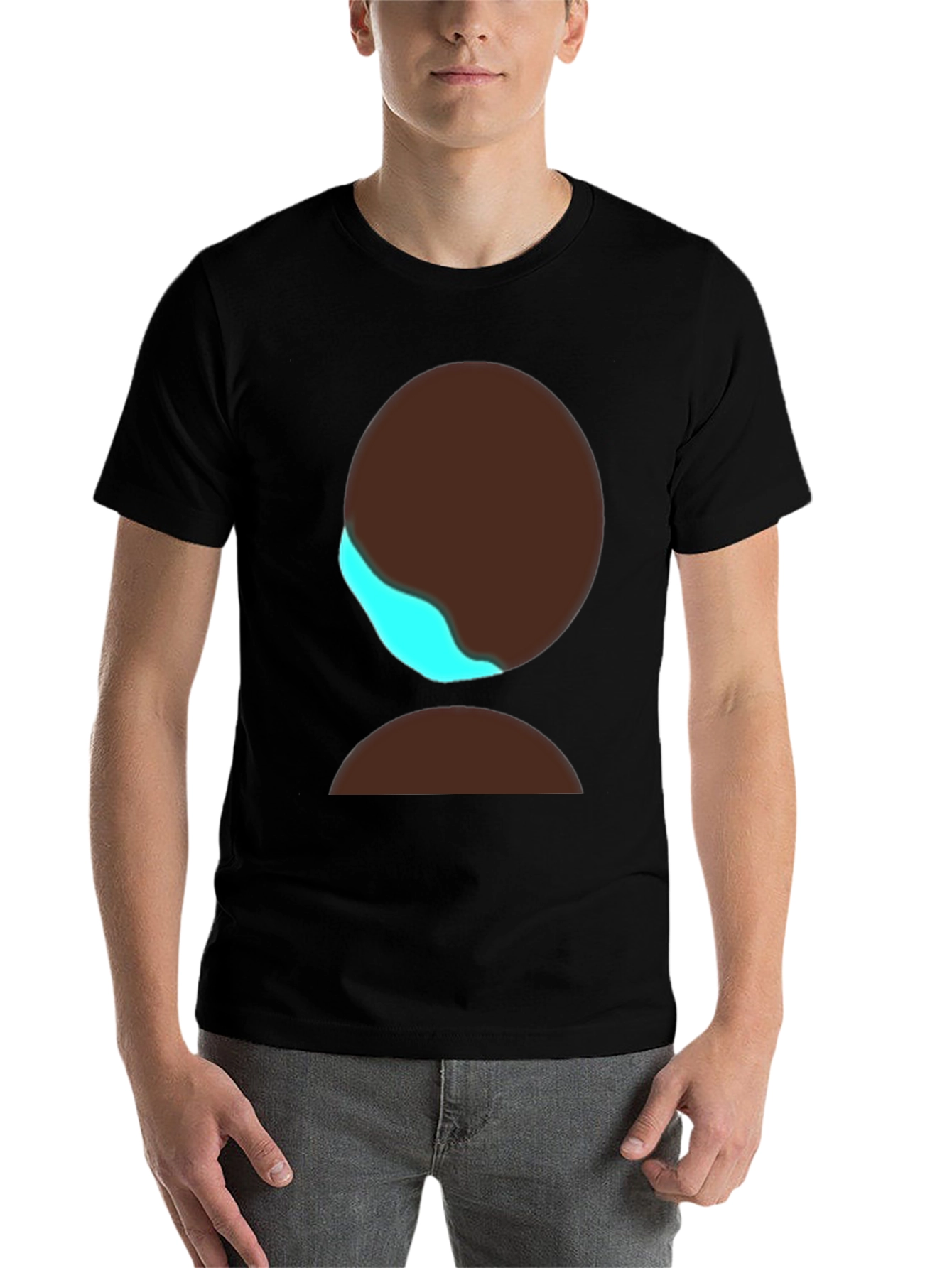 Black Modern Graphic Tee - Black T-Shirt with Abstract Design view 7