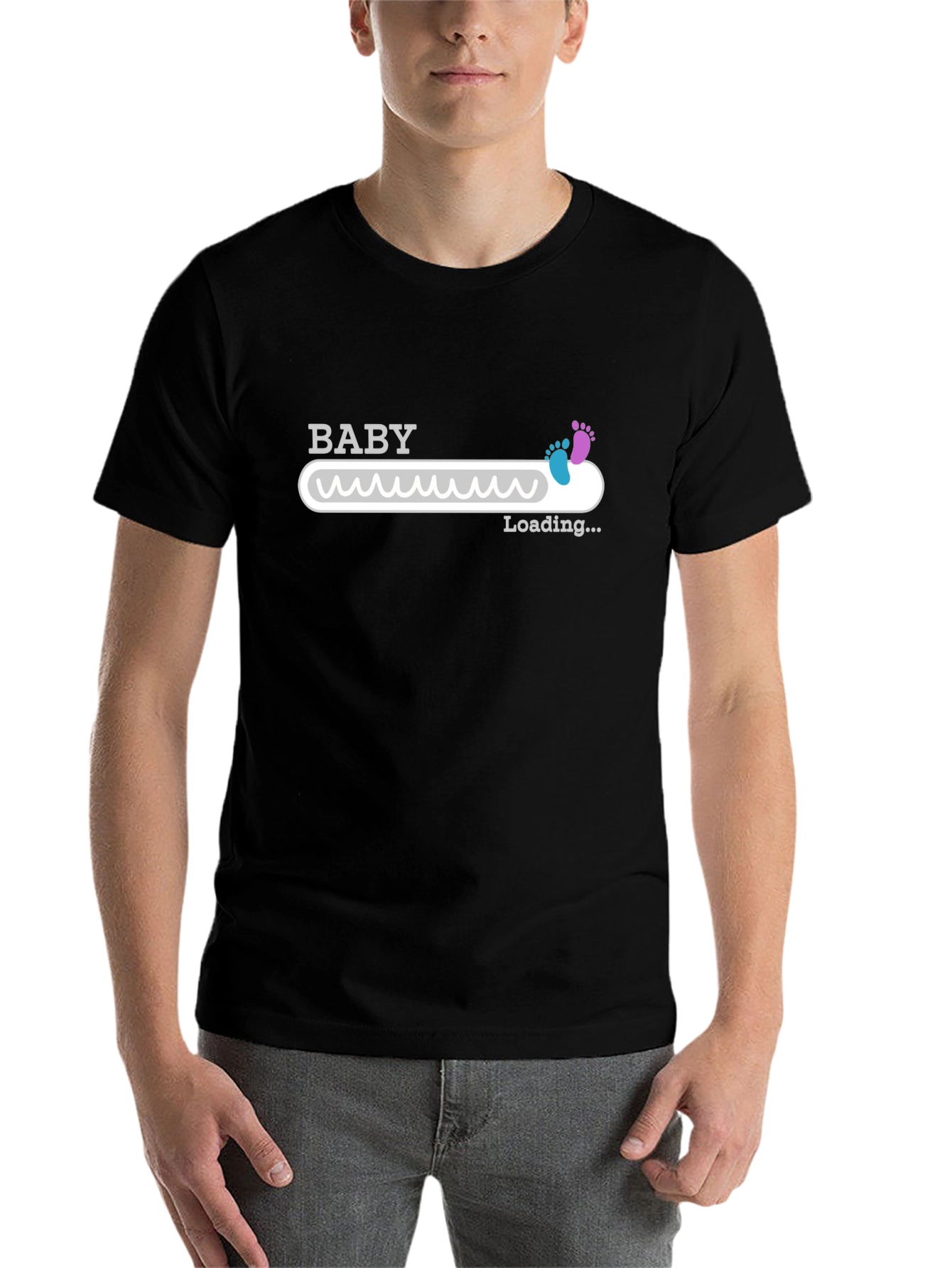 Black Baby Loading T-Shirt - Funny Pregnancy Announcement Tee view 7