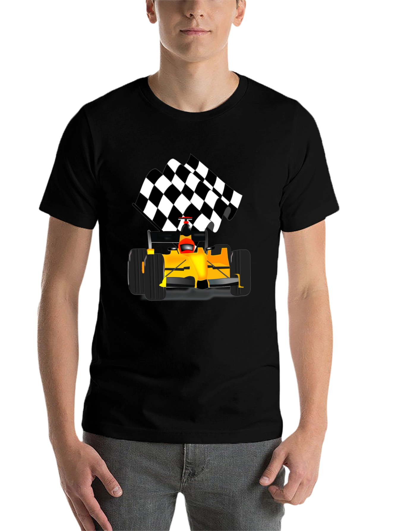 Black Formula Race Car T-Shirt view 7