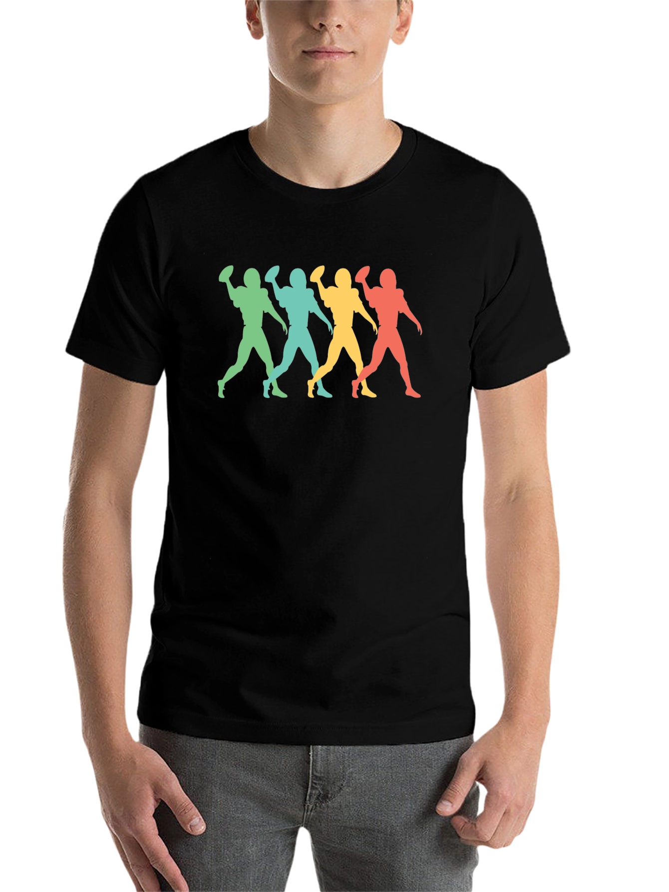 Black Retro Football Player Graphic Tee view 7