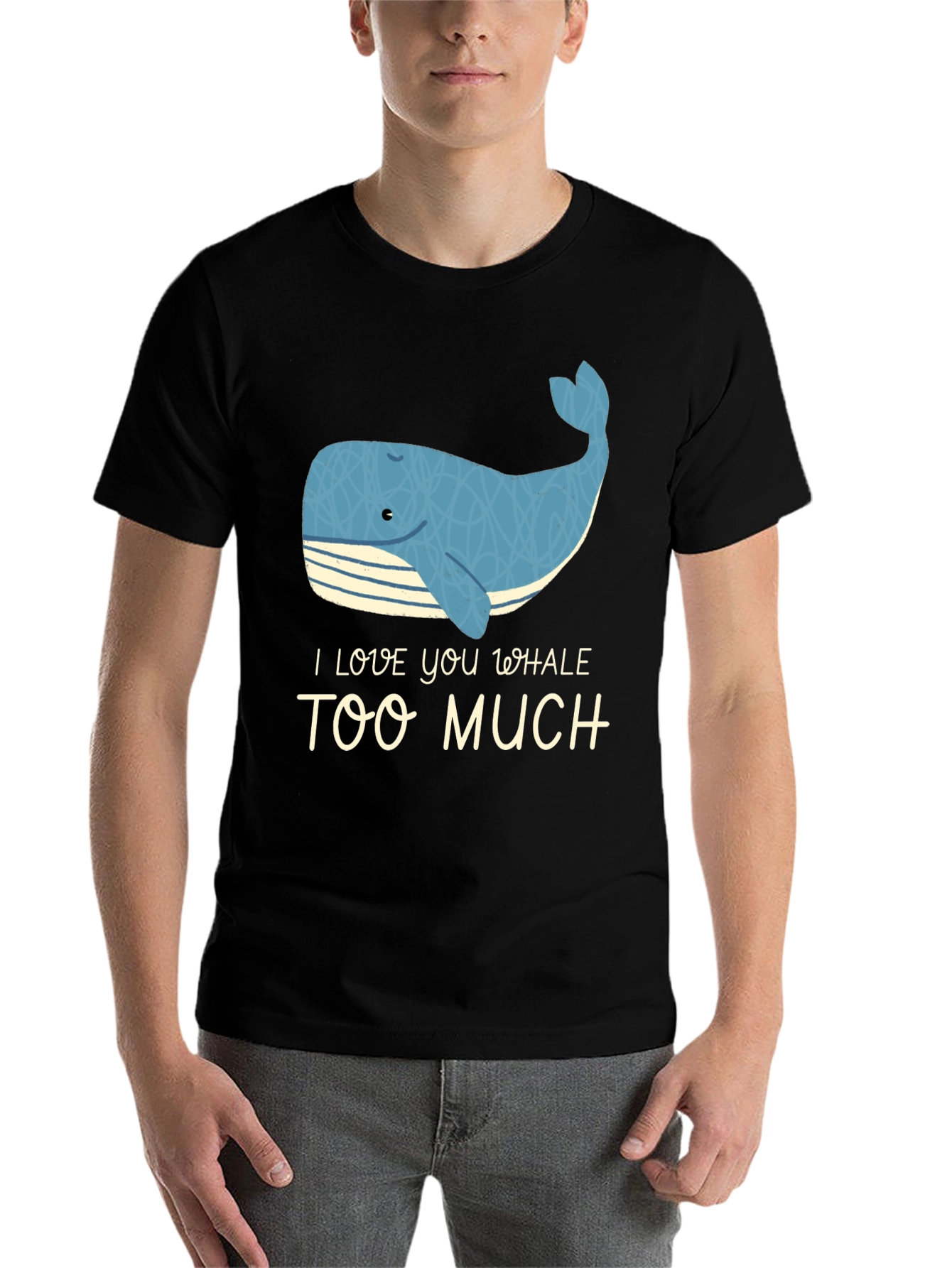 Black I Love You Whale Too Much - Novelty Graphic T-Shirt view 7