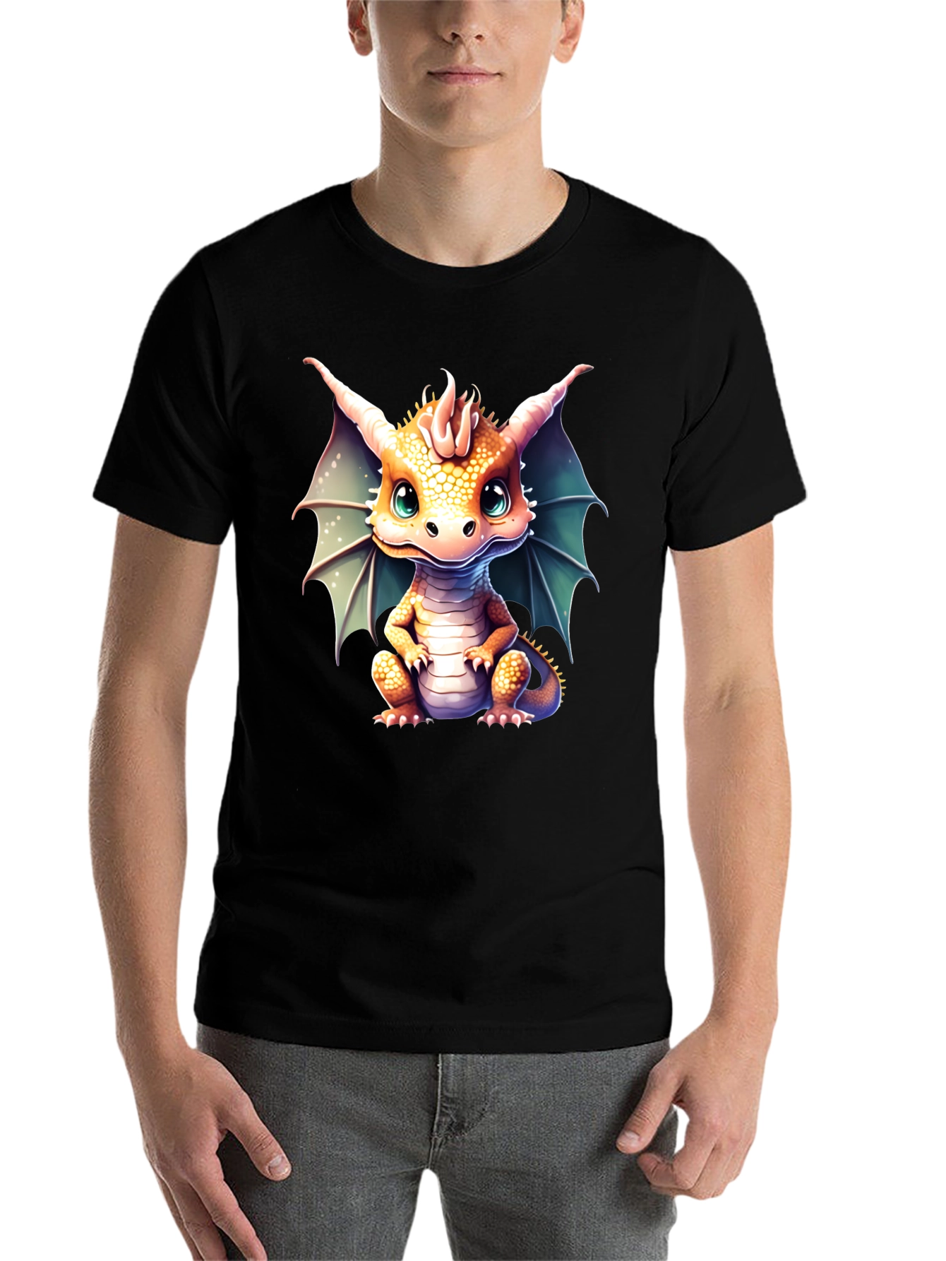 Black Cute Dragon Graphic Tee view 7