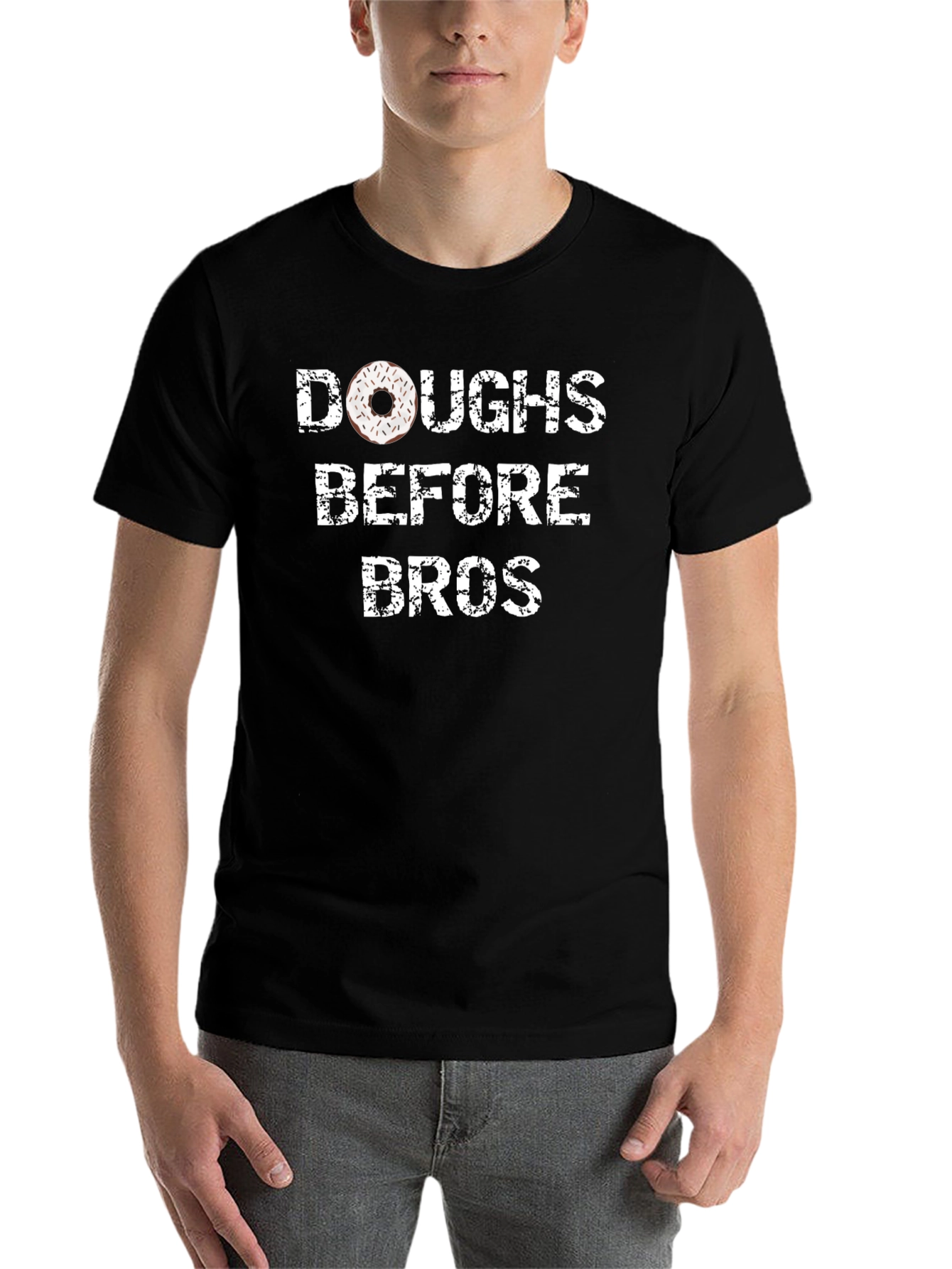 Black Doughs Before Bros Funny Donut T-Shirt view 7