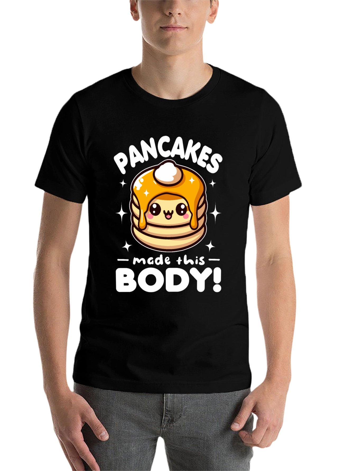 Black Pancakes Made This Body! Funny T-Shirt view 7