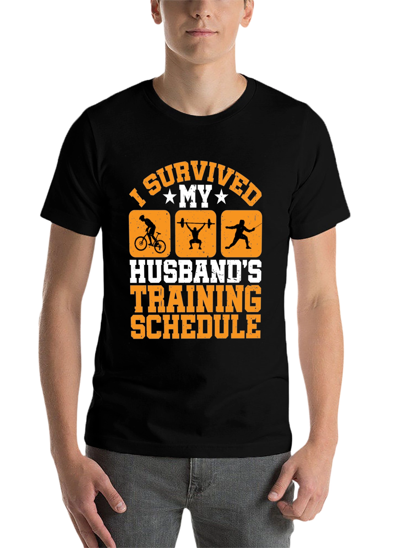 Black I Survived My Husband's Training Schedule T-Shirt view 7