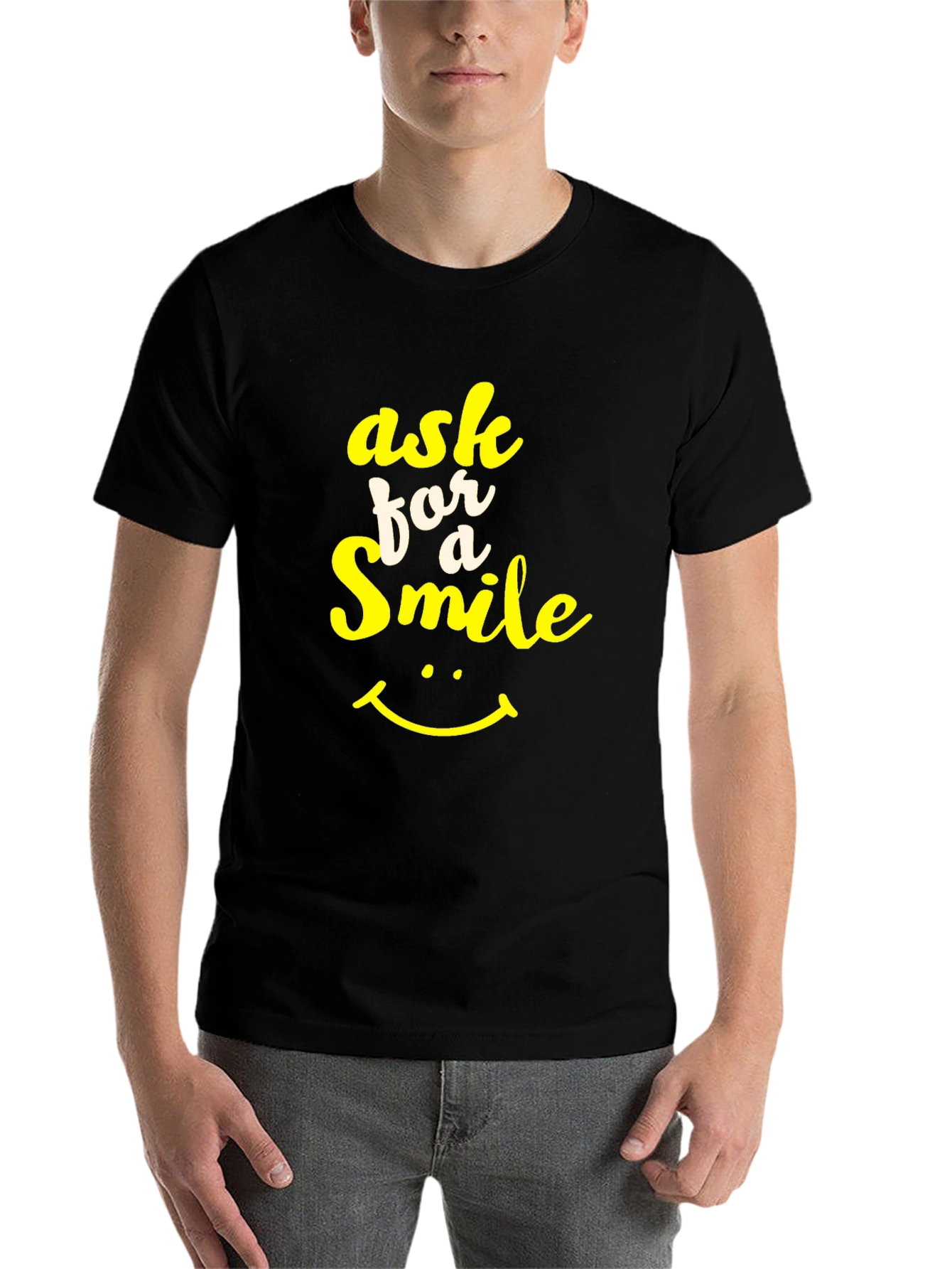 Black Ask for a Smile Graphic Tee - Black view 7