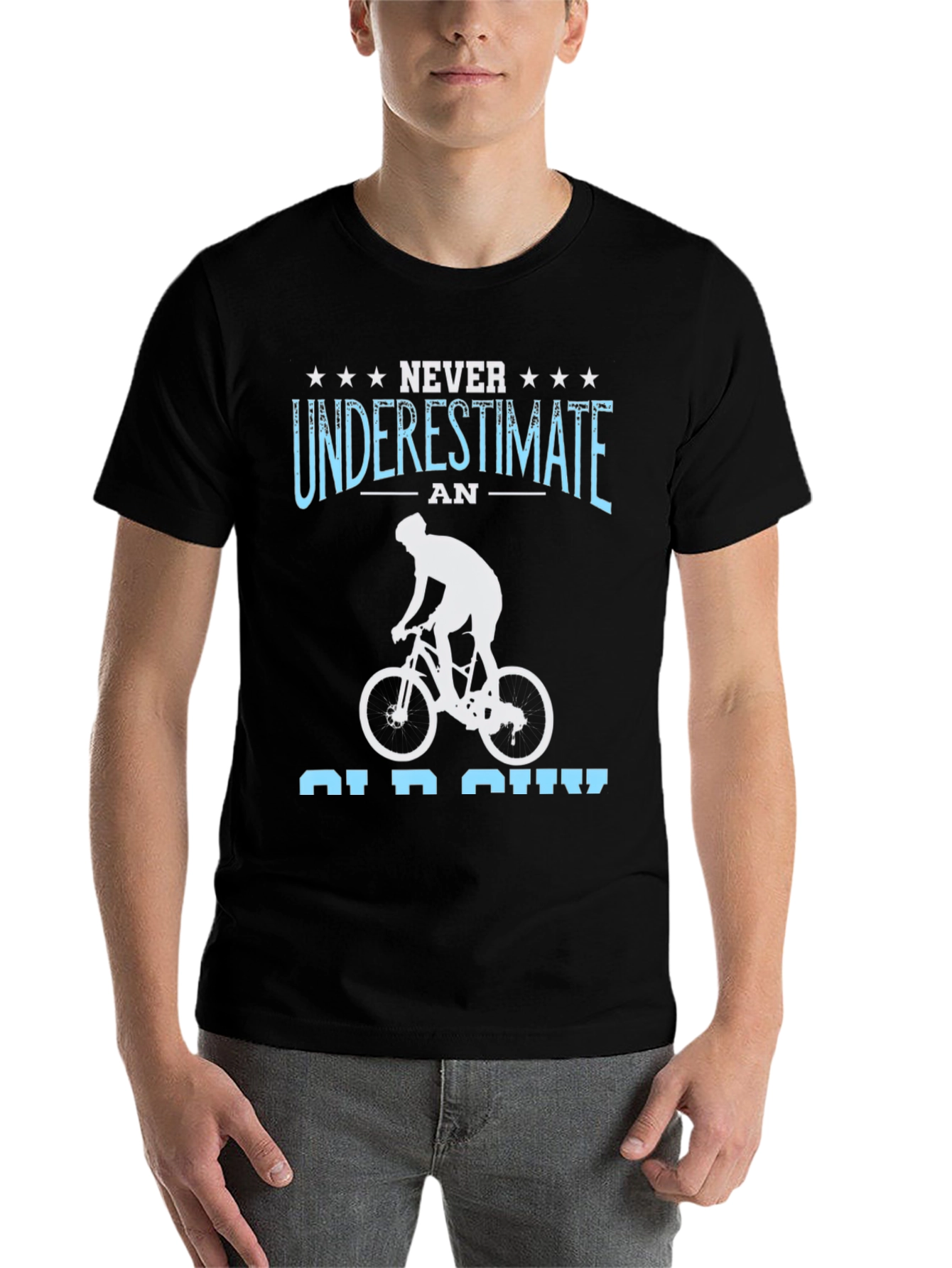 Black Never Underestimate An Old Guy Cycling T-Shirt view 7