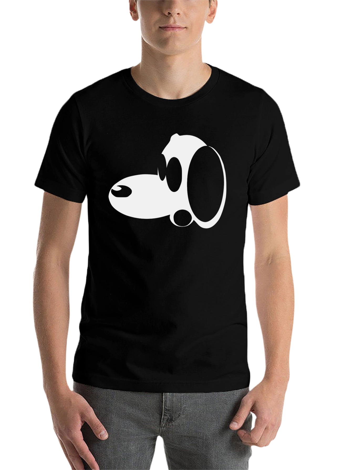 Black Cartoon Dog Graphic Black T-Shirt - Casual Style view 7