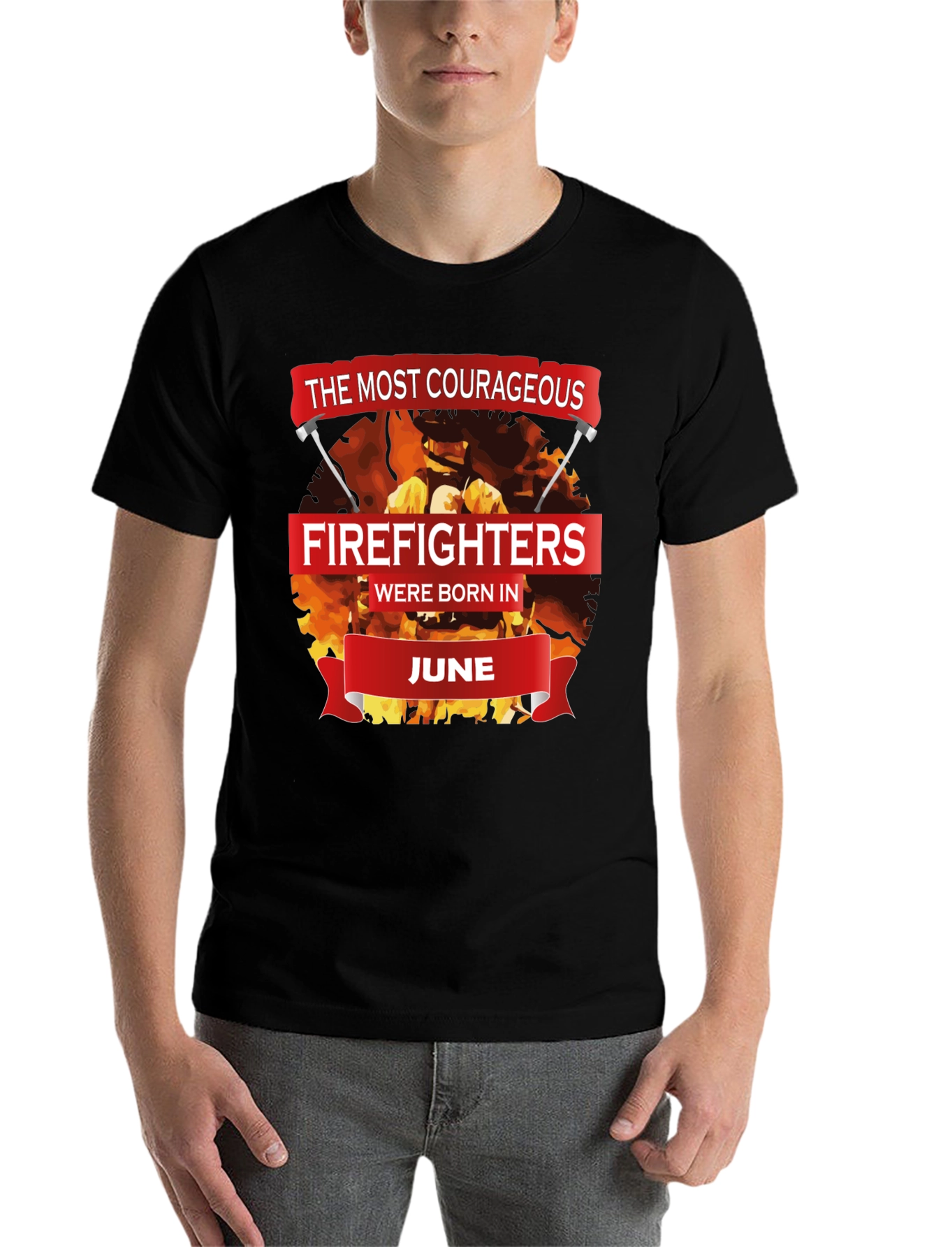 Black Courageous Firefighters Born in June T-Shirt view 7