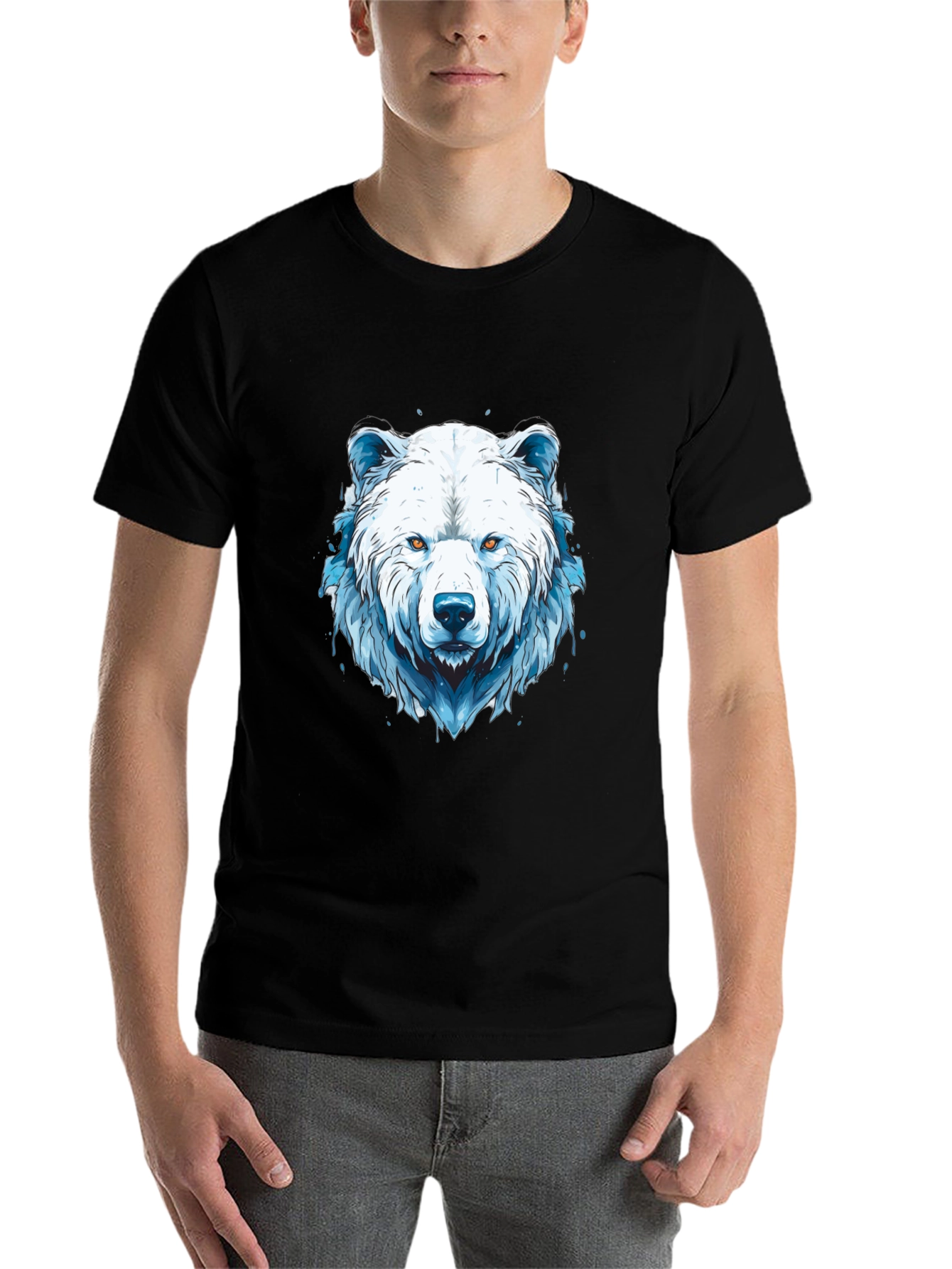 Black Cool Graphic Tee - Polar Bear Design view 7