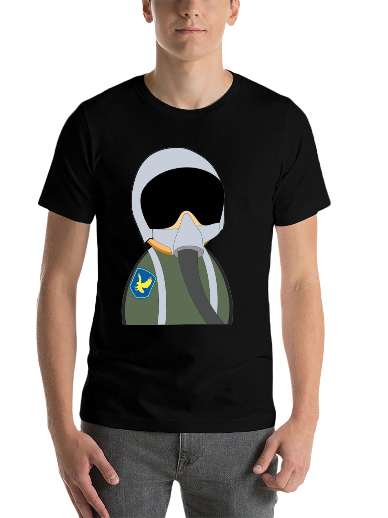 Black Pilot Cartoon T-Shirt view 7