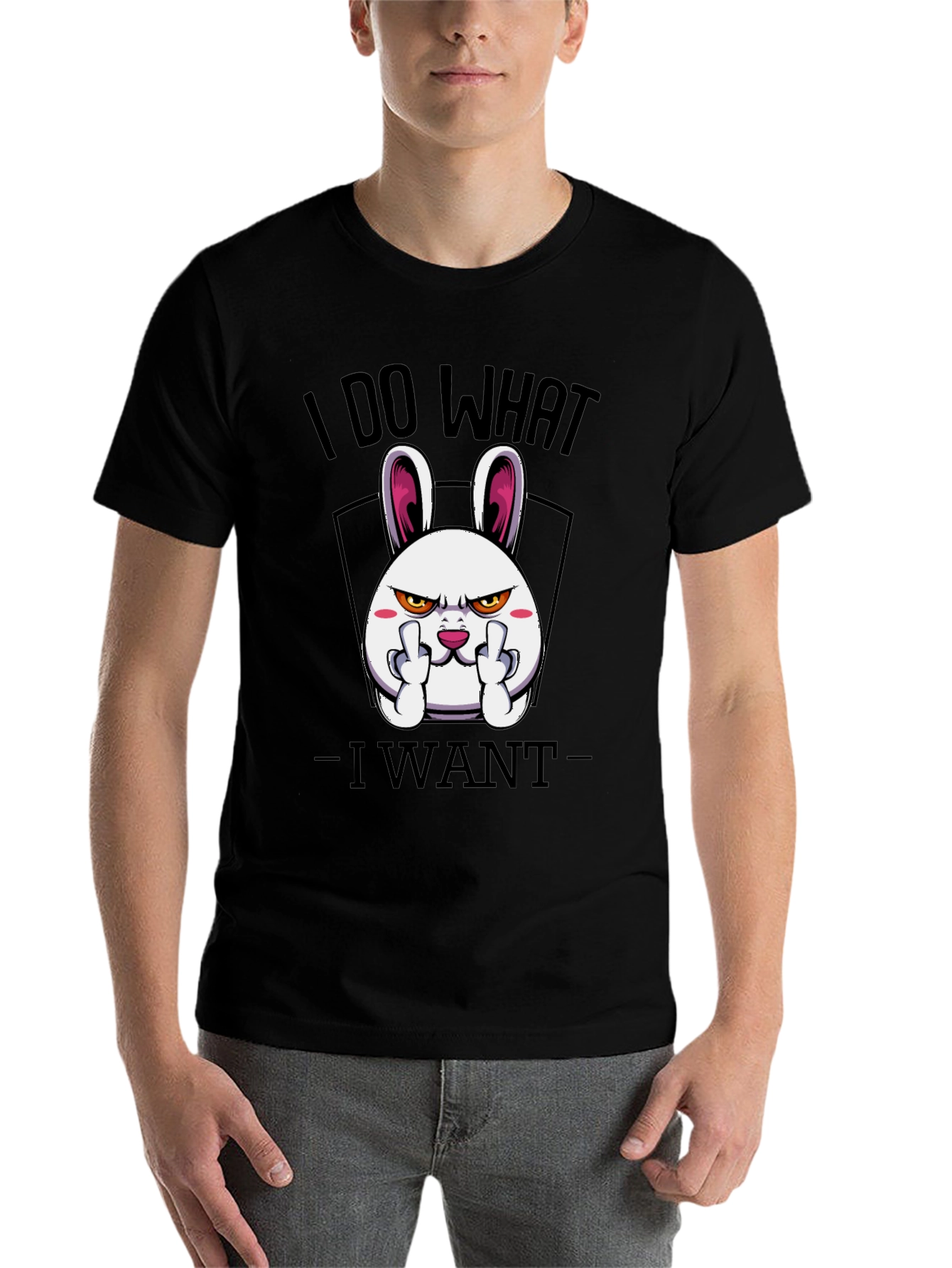 Black I Do What I Want Funny Bunny Graphic Tee view 7
