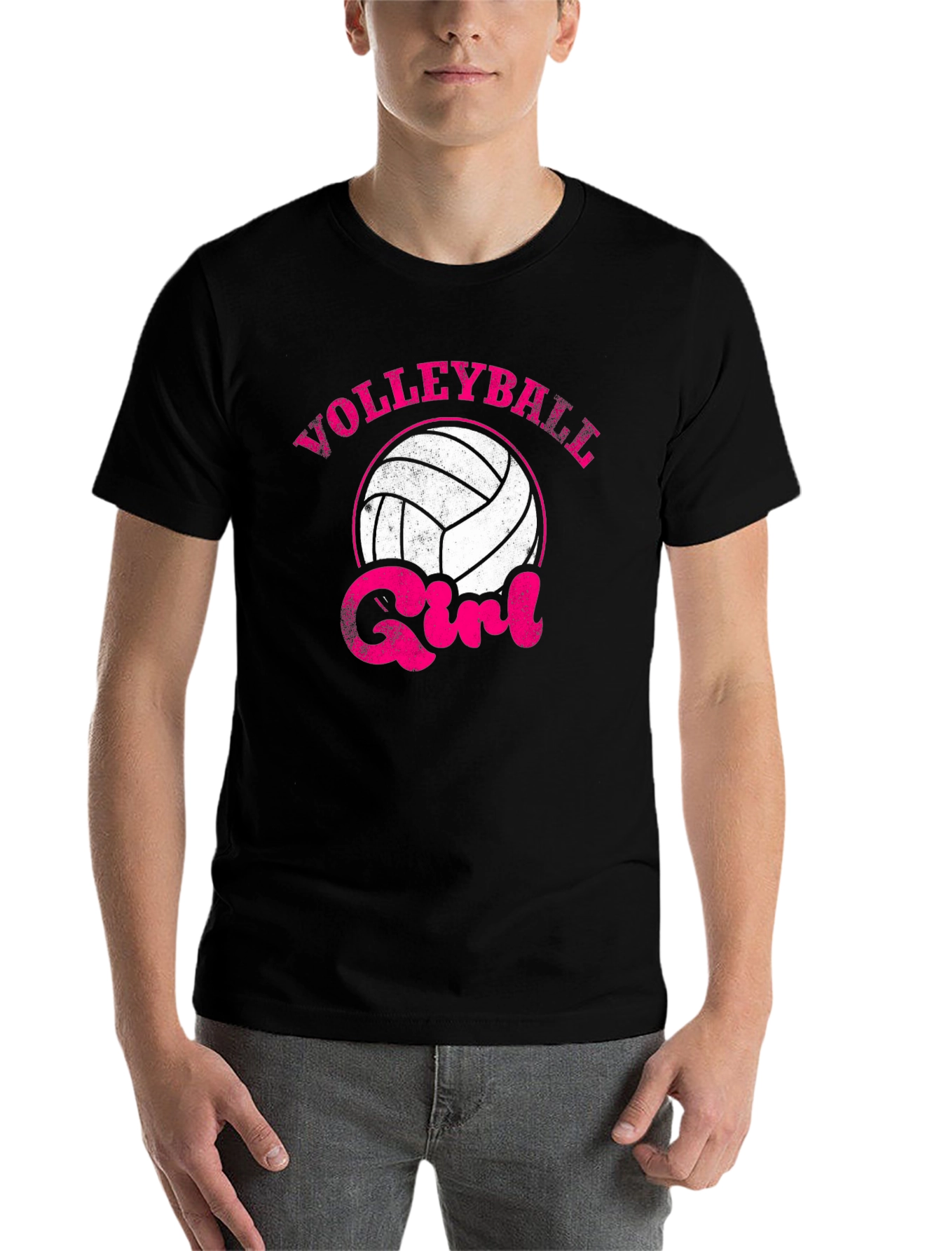 Black Volleyball Girl Graphic T-Shirt view 7