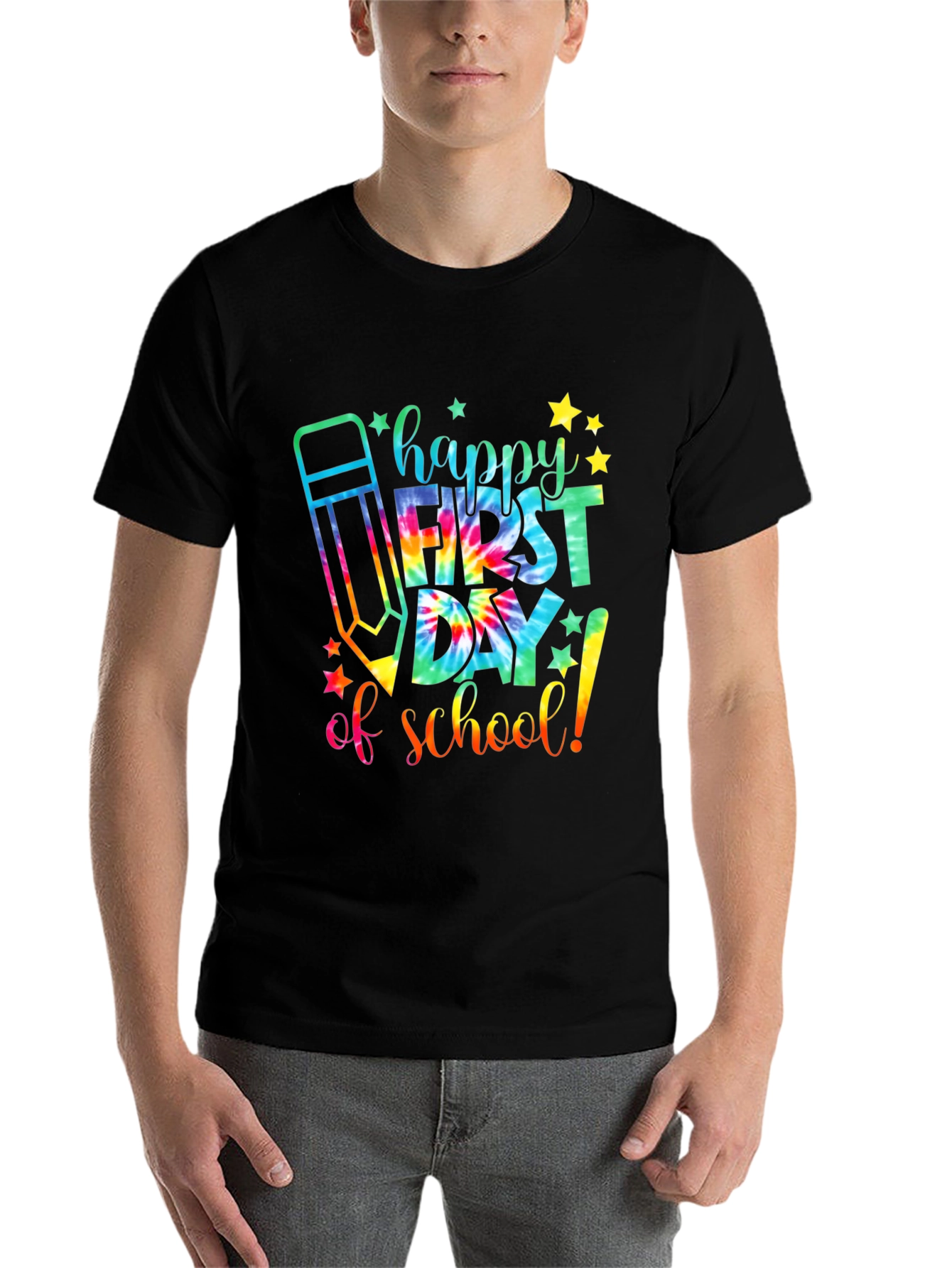 Black Happy First Day of School Tie Dye T-Shirt view 7