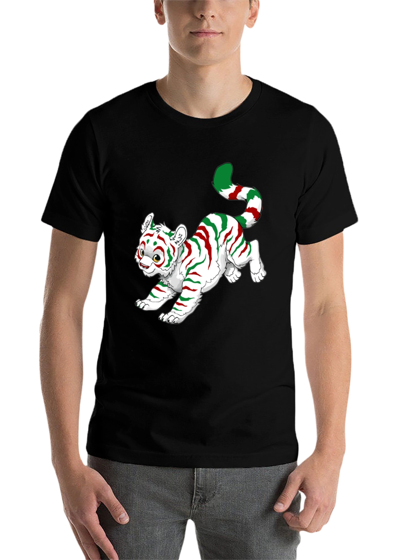 Black Festive Tiger Graphic Tee view 7