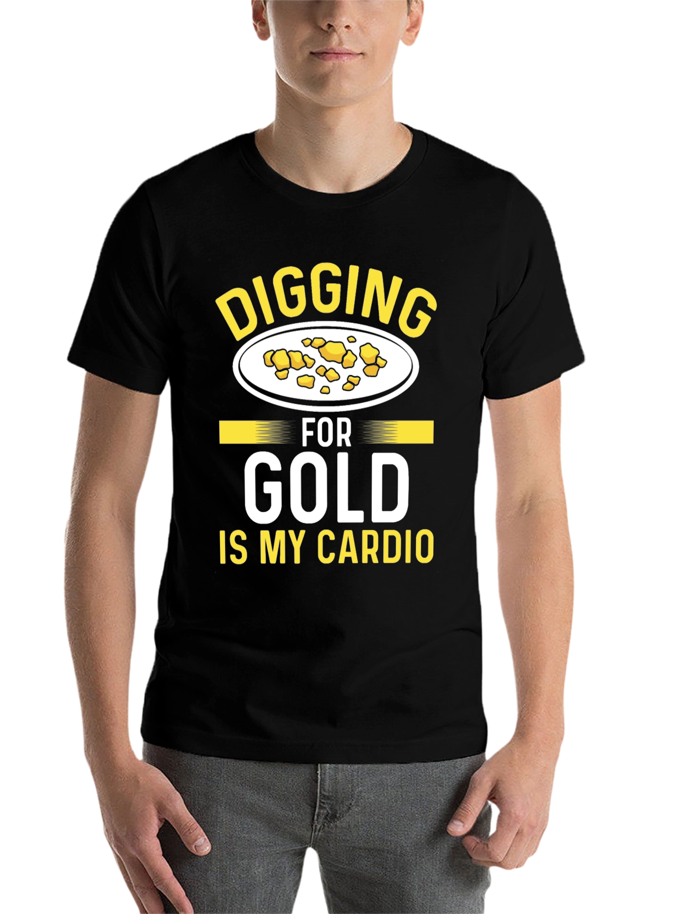 Black Digging for Gold is My Cardio - Funny T-Shirt view 7