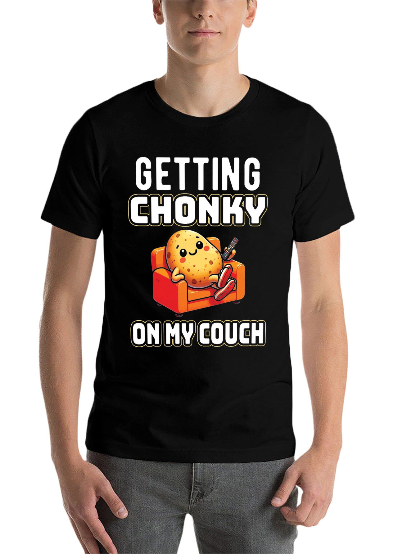 Black Getting Chonky Potato Couch T-Shirt view 7