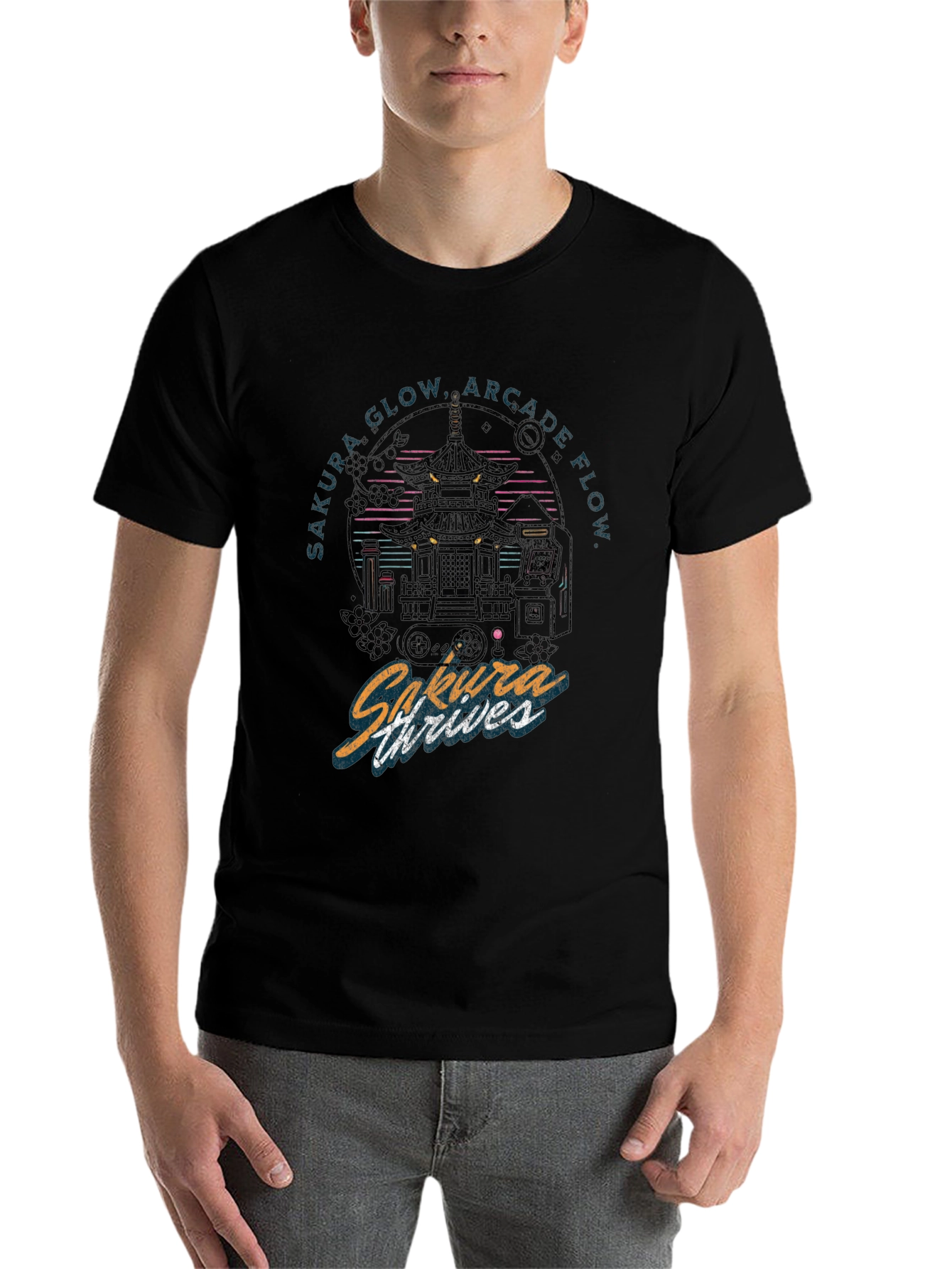 Black Sakura Thrives Arcade Flow Graphic Tee view 7