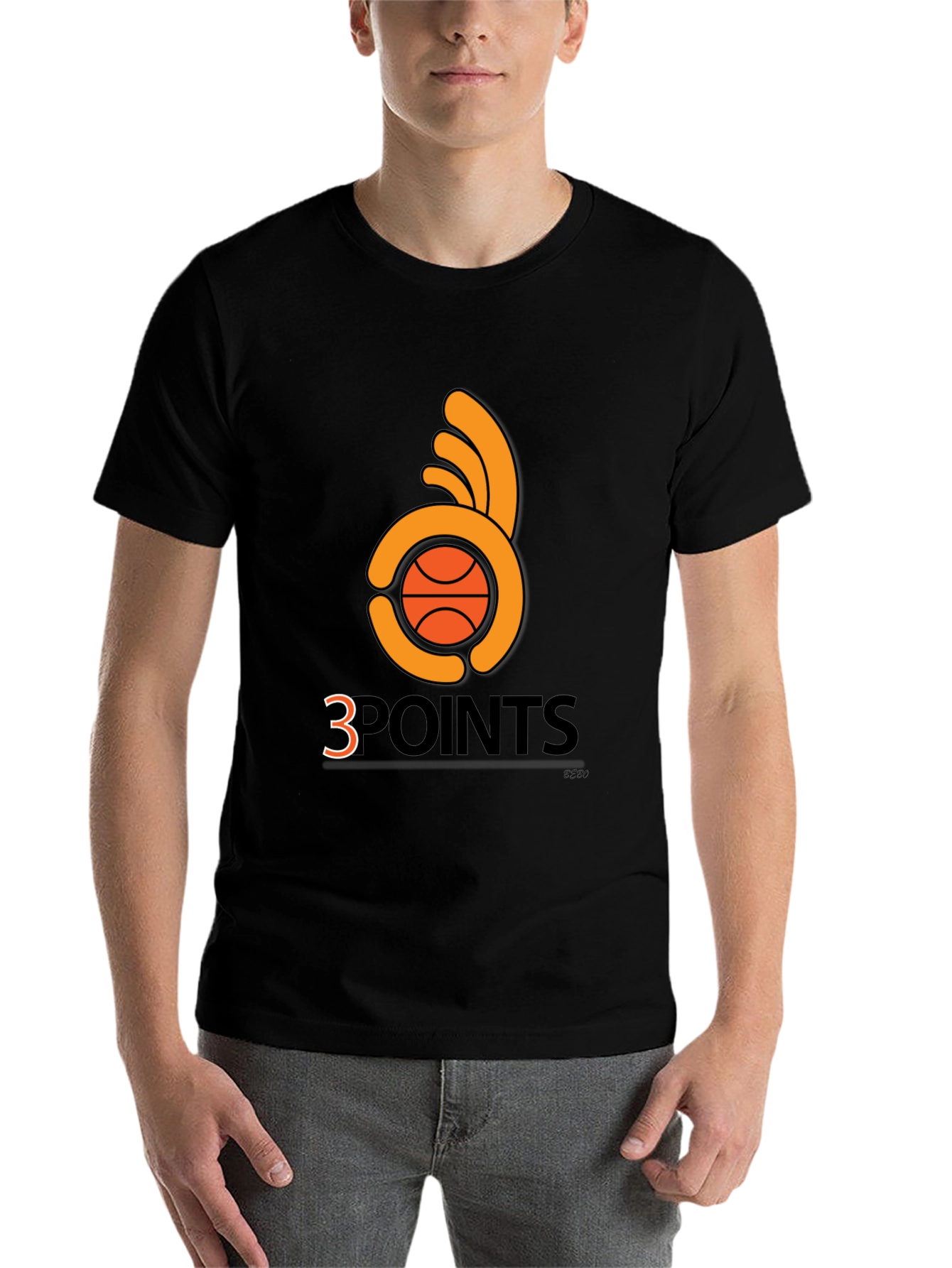 Black 3 Points Basketball T-Shirt - Graphic Tee view 7