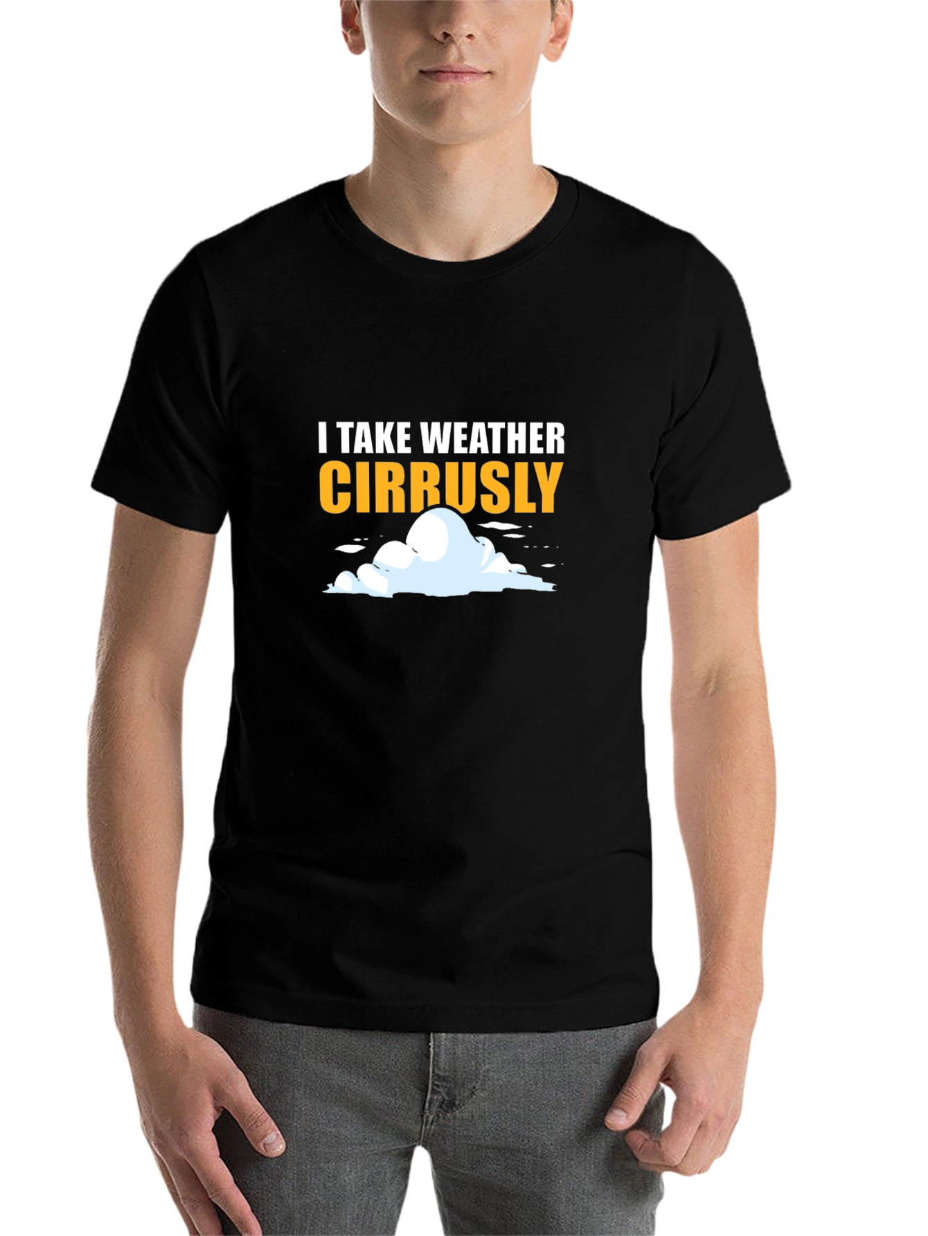 Black Funny Weather T-Shirt - I Take Weather Cirrusly view 7
