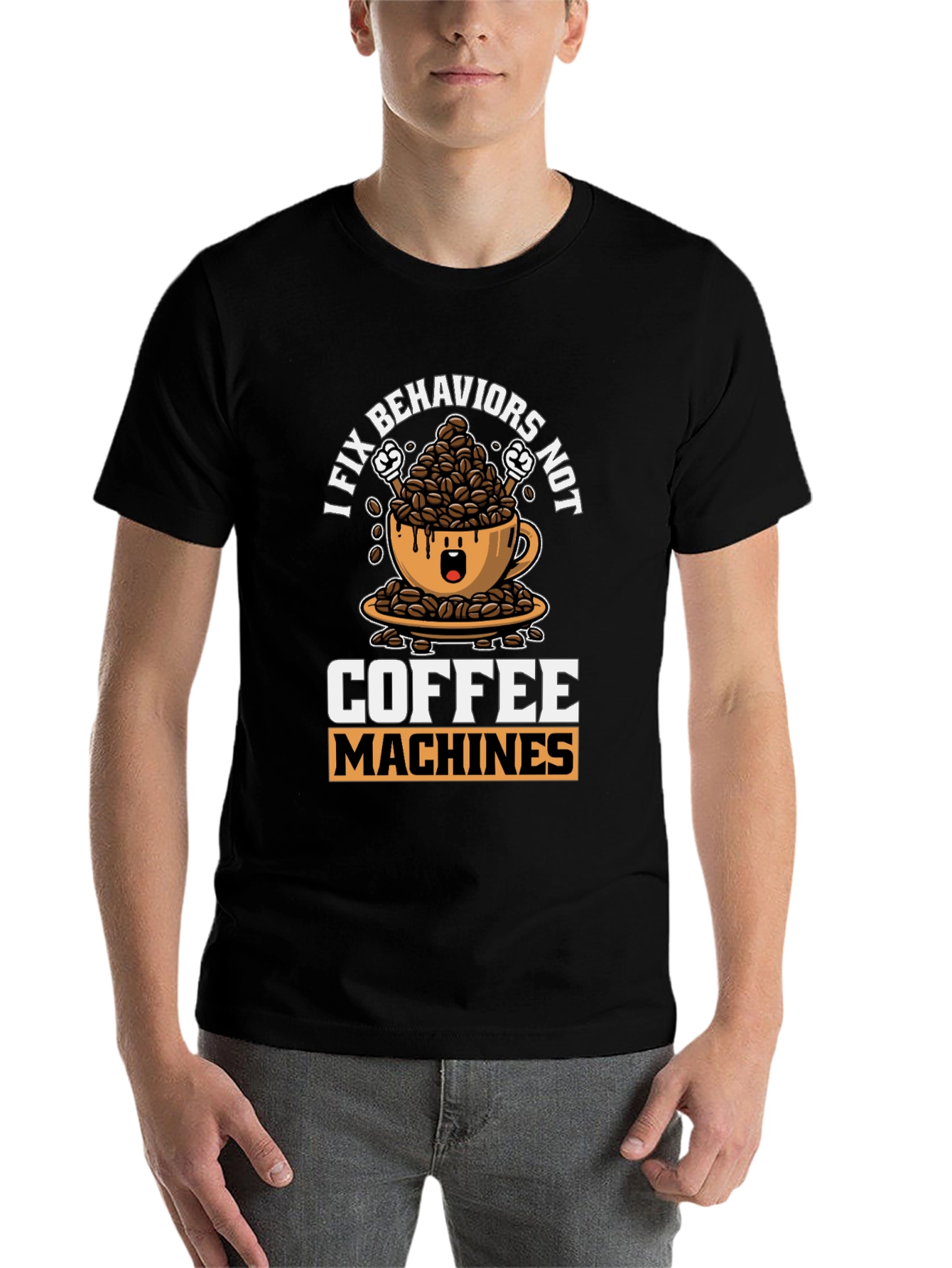 Black I Fix Behaviors, Not Coffee Machines T-Shirt view 7