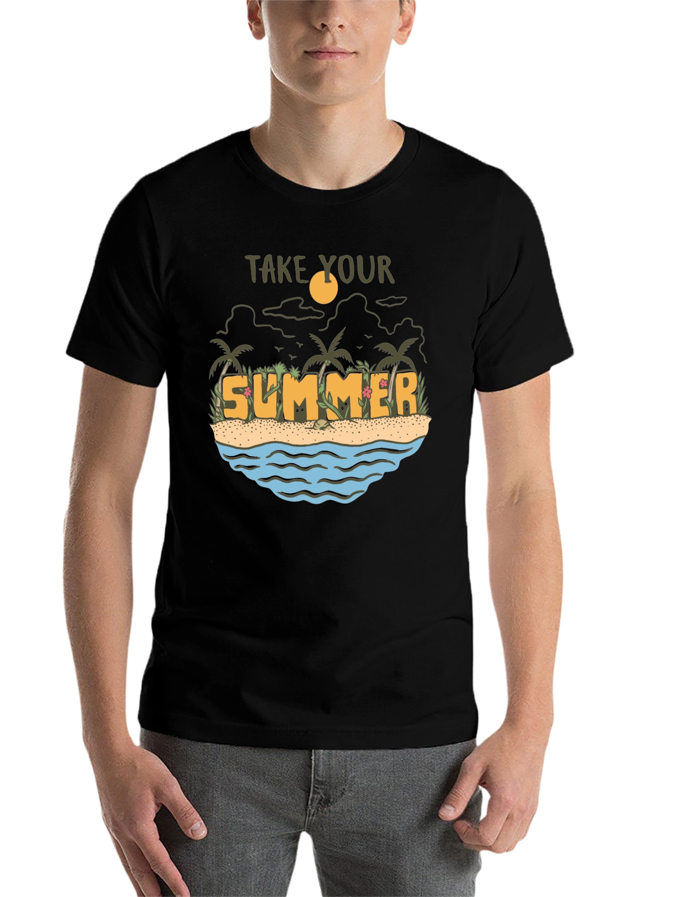 Black Summer Beach Graphic Tee view 7