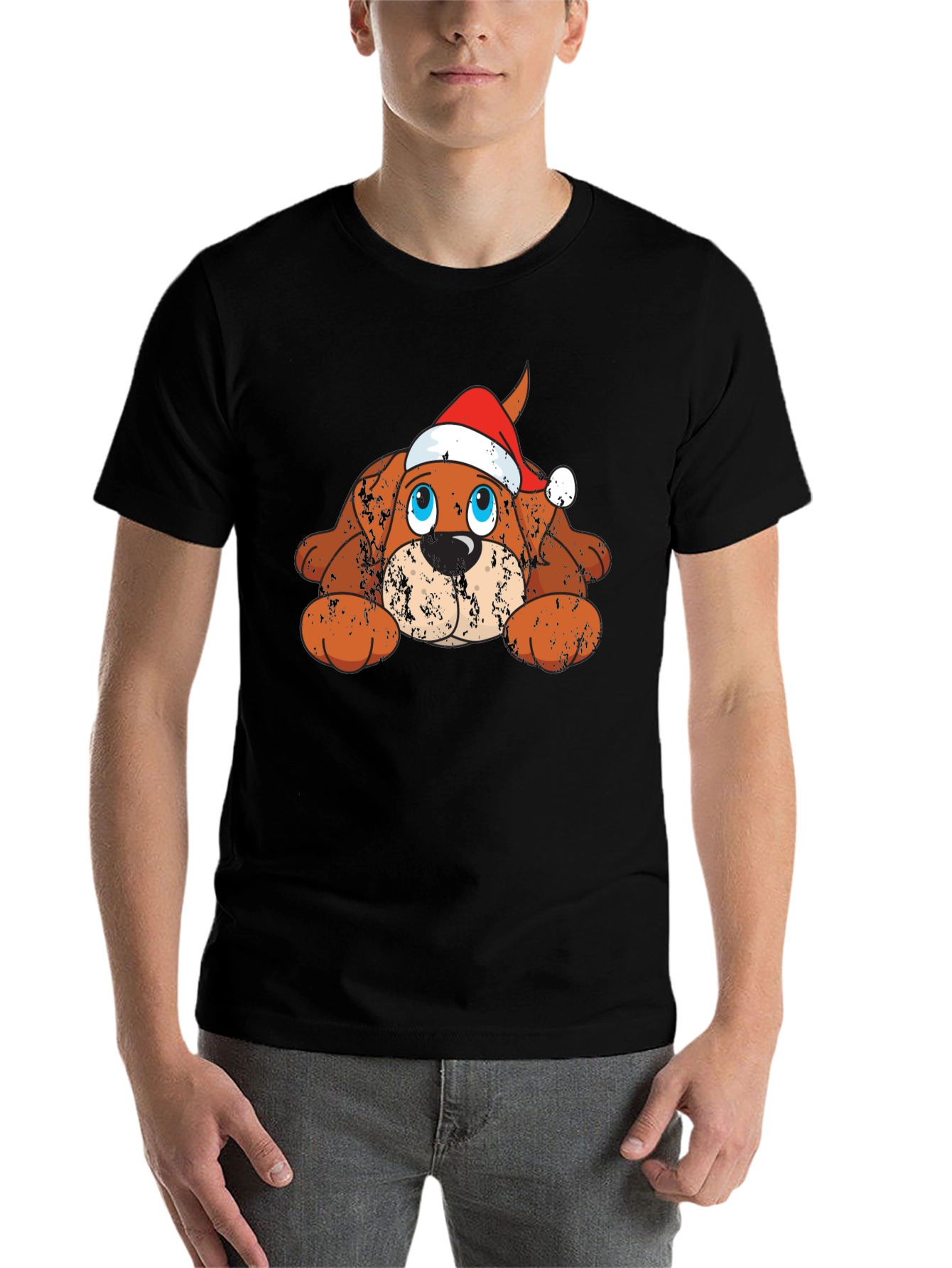 Black Festive Dog Graphic Tee view 7